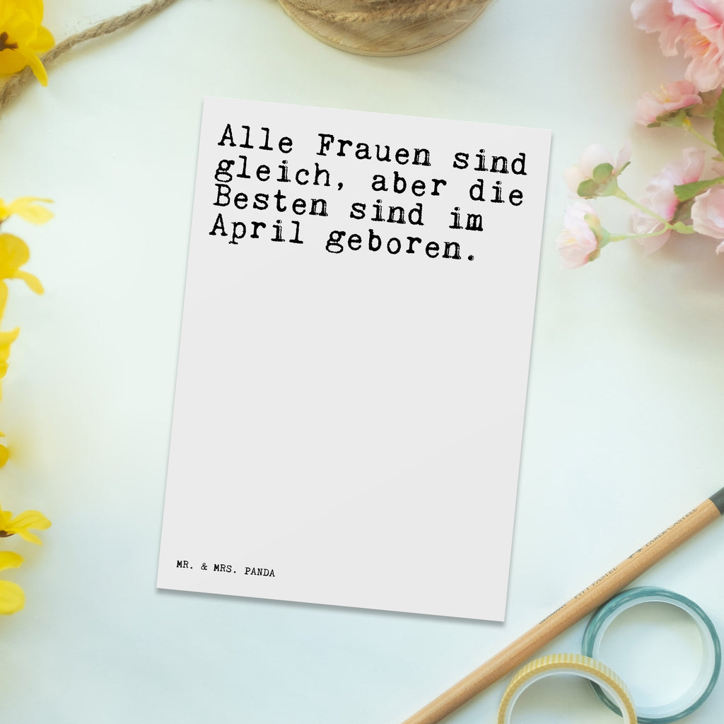 Postkarte Sprüche und Zitate Alle Frauen sind gleich, aber die Besten sind im April geboren. Postkarte, Karte, Geschenkkarte, Grußkarte, Einladung, Ansichtskarte, Geburtstagskarte, Einladungskarte, Dankeskarte, Ansichtskarten, Einladung Geburtstag, Einladungskarten Geburtstag, Spruch, Sprüche, lustige Sprüche, Weisheiten, Zitate, Spruch Geschenke, Spruch Sprüche Weisheiten Zitate Lustig Weisheit Worte