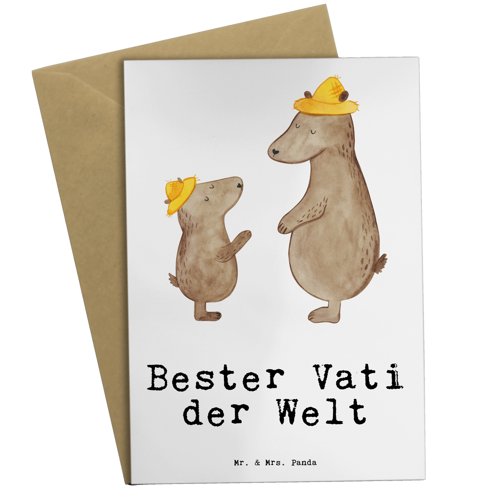 Grußkarte Bär Bester Vati der Welt Grußkarte, Klappkarte, Einladungskarte, Glückwunschkarte, Hochzeitskarte, Geburtstagskarte, Karte, Ansichtskarten, für, Dankeschön, Geschenk, Schenken, Geburtstag, Geburtstagsgeschenk, Geschenkidee, Danke, Bedanken, Mitbringsel, Freude machen, Geschenktipp, Vater, Papa, Dad, Daddy, Paps, Papi, Vati, Eltern, Geschenk Vater, Mann, Familie, Bester, Kleinigkeit