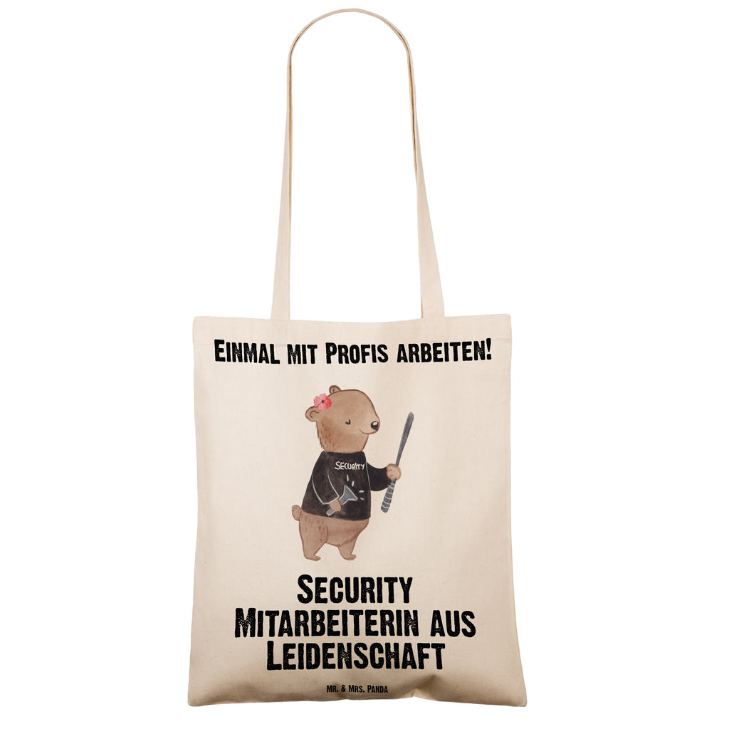 Tragetasche Security Mitarbeiterin aus Leidenschaft Beuteltasche, Beutel, Einkaufstasche, Jutebeutel, Stoffbeutel, Tasche, Shopper, Umhängetasche, Strandtasche, Schultertasche, Stofftasche, Tragetasche, Badetasche, Jutetasche, Einkaufstüte, Laptoptasche, Beruf, Ausbildung, Jubiläum, Abschied, Rente, Kollege, Kollegin, Geschenk, Schenken, Arbeitskollege, Mitarbeiter, Firma, Danke, Dankeschön