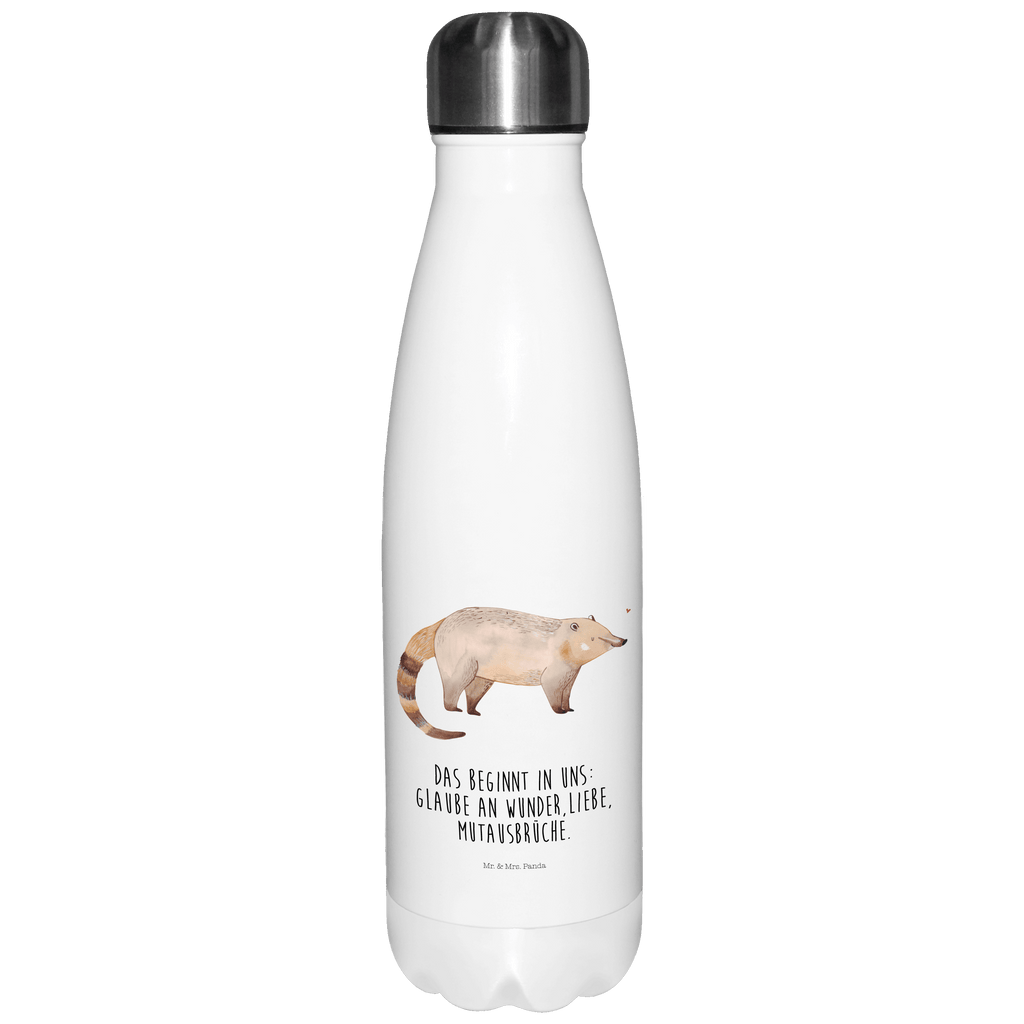 Thermosflasche Nasenbaer Isolierflasche, Thermoflasche, Trinkflasche, Thermos, Edelstahl, Tiermotive, Gute Laune, lustige Sprüche, Tiere, Nasenbär, Nasenbären, Rüsselbär, Bär