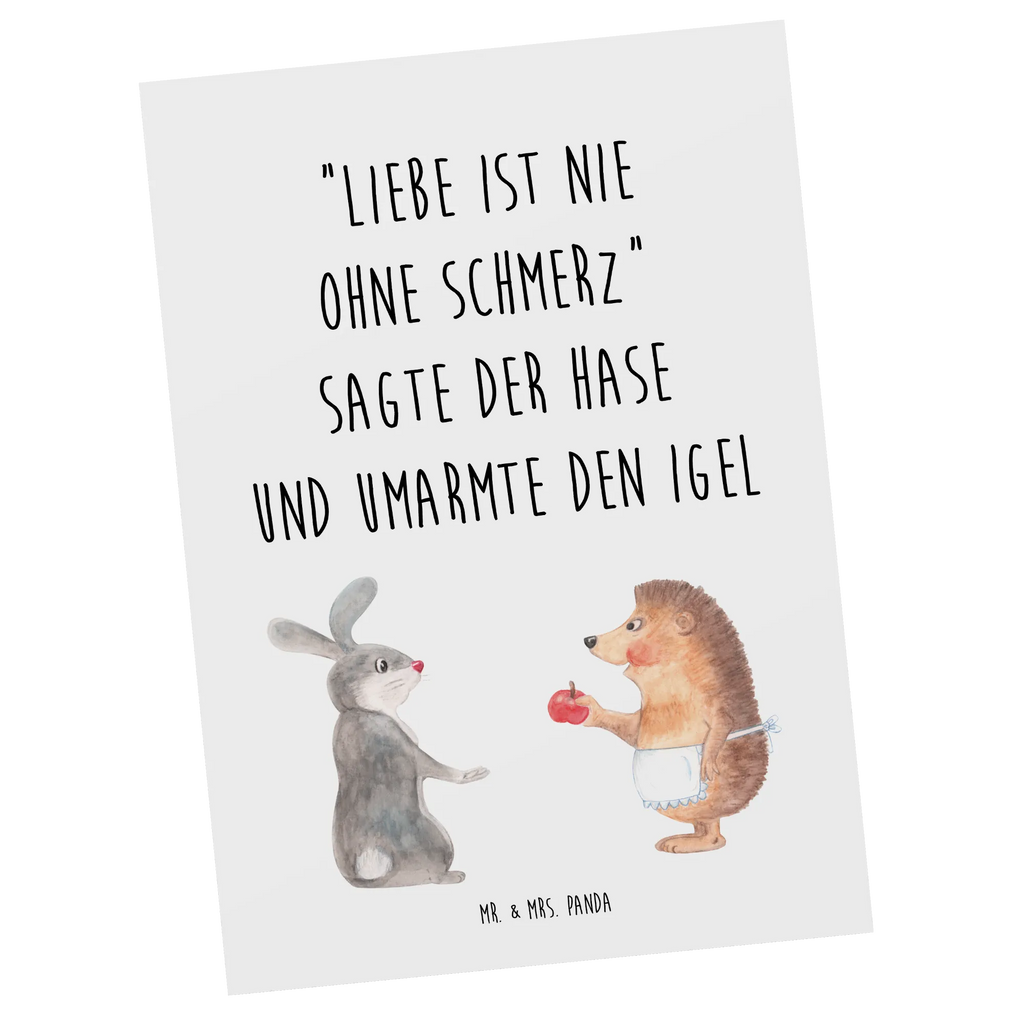 Postkarte Liebe ist nie ohne Schmerz Postkarte, Karte, Geschenkkarte, Grußkarte, Einladung, Ansichtskarte, Geburtstagskarte, Einladungskarte, Dankeskarte, Ansichtskarten, Einladung Geburtstag, Einladungskarten Geburtstag, Tiermotive, Gute Laune, lustige Sprüche, Tiere, Igel und Hase, Igel, Hase, Liebe Spruch, Liebeskummer Geschenk, Herzschmerz, Trösten, Trennungsschmerz, Spruch romantisch