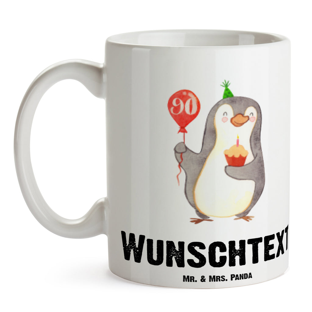 Personalisierte Tasse 90. Geburtstag Pinguin Luftballon Personalisierte Tasse, Namenstasse, Wunschname, Personalisiert, Tasse, Namen, Drucken, Tasse mit Namen, Geburtstag, Geburtstagsgeschenk, Geschenk, Pinguin, Geburtstage, Happy Birthday, Geburtstagsfeier