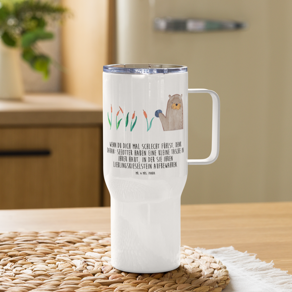 XXL Thermobecher Otter Stein Thermobecher, XL Thermobecher, Reisebecher, XL Reisetasse, Großer Thermobecher, Autobecher, Jumbo Becher, Otter, Fischotter, Seeotter, Otter Seeotter See Otter