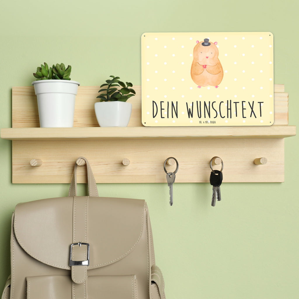 Personalisiertes Blechschild Hamster Hut Blechschild, Metallschild, Geschenk Schild, Schild, Magnet-Metall-Schild, Deko Schild, Wandschild, Wand-Dekoration, Türschild, Tiermotive, Gute Laune, lustige Sprüche, Tiere, Hamster, Hut, Magier, Zylinder, Zwerghamster, Zauberer