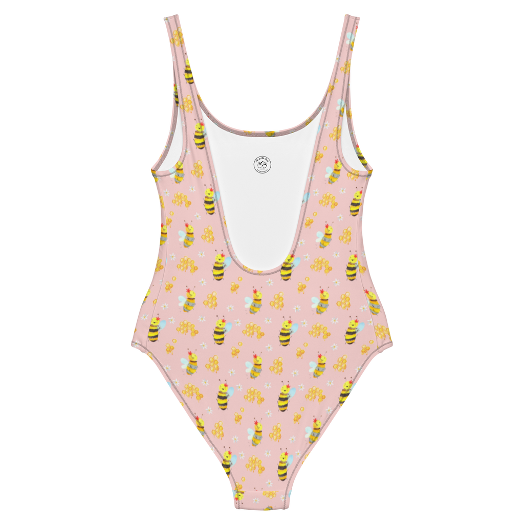 Badeanzug Biene Happy Muster Badebekleidung, Bademode, Badeanzug, Swimsuit, Rückenfreier Badeanzug, Luxus-Bademode, Biene, Wespe, Hummel