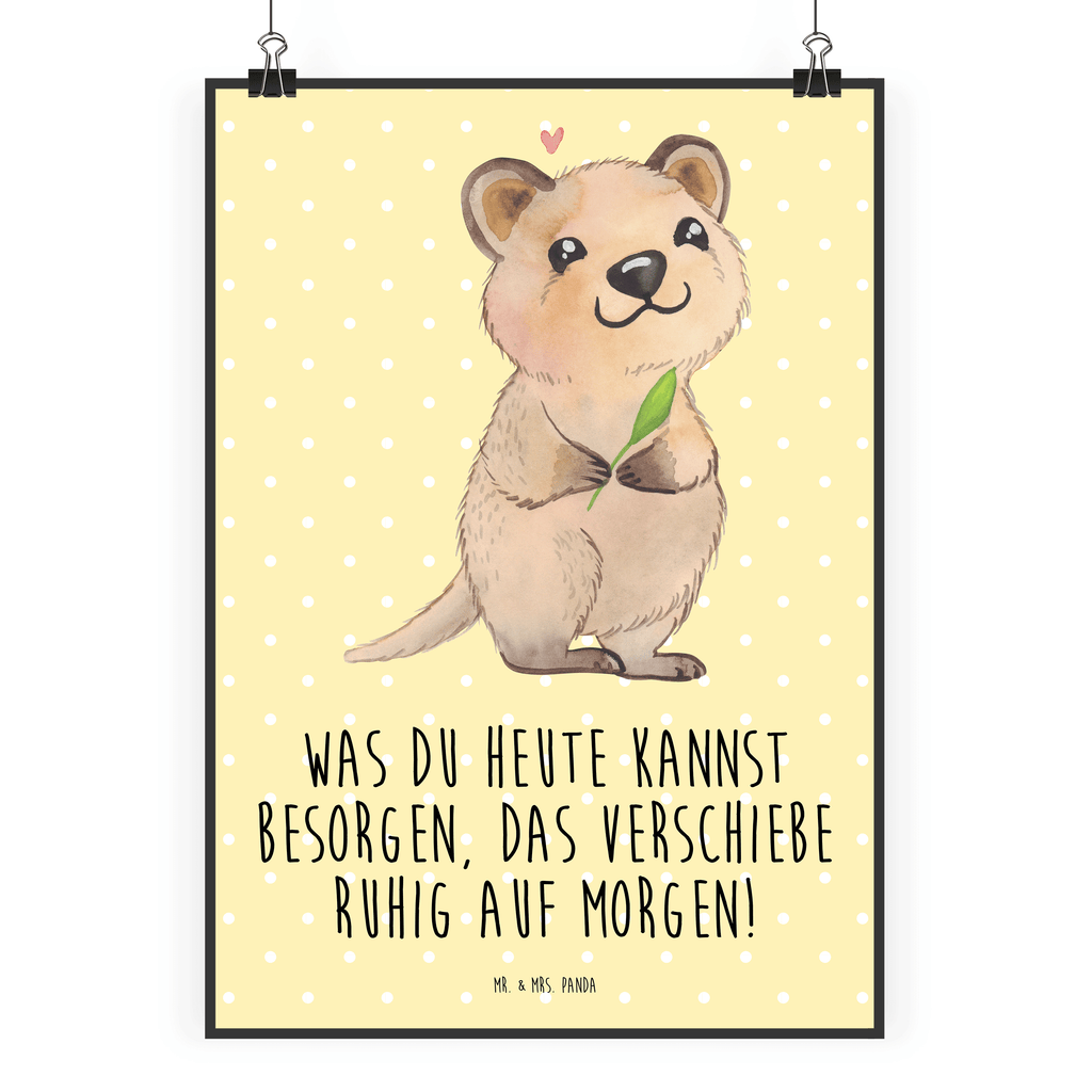 Poster Quokka Happy Poster, Wandposter, Bild, Wanddeko, Küchenposter, Kinderposter, Wanddeko Bild, Raumdekoration, Wanddekoration, Handgemaltes Poster, Mr. & Mrs. Panda Poster, Designposter, Kunstdruck, Posterdruck, Tiermotive, Gute Laune, lustige Sprüche, Tiere, Quokka, Verschieben, Aufschieberitis, Lustiger Spruch, Niedliches Tier, Dinge erledigen