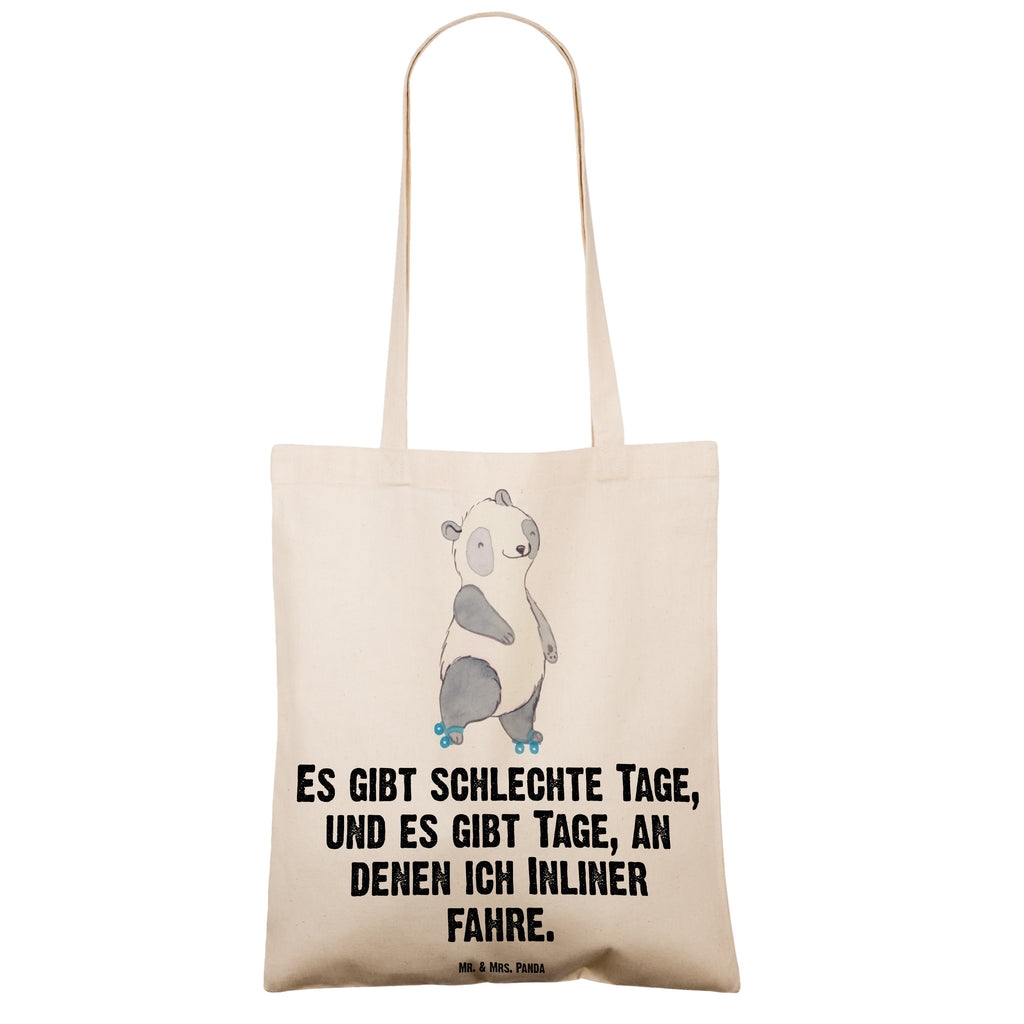 Tragetasche Panda Inliner fahren Tage Beuteltasche, Beutel, Einkaufstasche, Jutebeutel, Stoffbeutel, Tasche, Shopper, Umhängetasche, Strandtasche, Schultertasche, Stofftasche, Tragetasche, Badetasche, Jutetasche, Einkaufstüte, Laptoptasche, Geschenk, Sport, Sportart, Hobby, Schenken, Danke, Dankeschön, Auszeichnung, Gewinn, Sportler, Inliner fahren, Rollschuh fahren, Rollerblades, inlinern