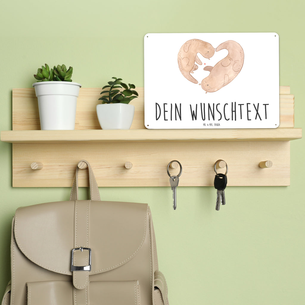 Personalisiertes Blechschild Otter Herz Blechschild, Metallschild, Geschenk Schild, Schild, Magnet-Metall-Schild, Deko Schild, Wandschild, Wand-Dekoration, Türschild, Otter, Fischotter, Seeotter, Liebe, Herz, Liebesbeweis, Liebesgeschenk, Bessere Hälfte, Love you, Jahrestag, Hochzeitstag, Verlobung, gemeinsames Leben