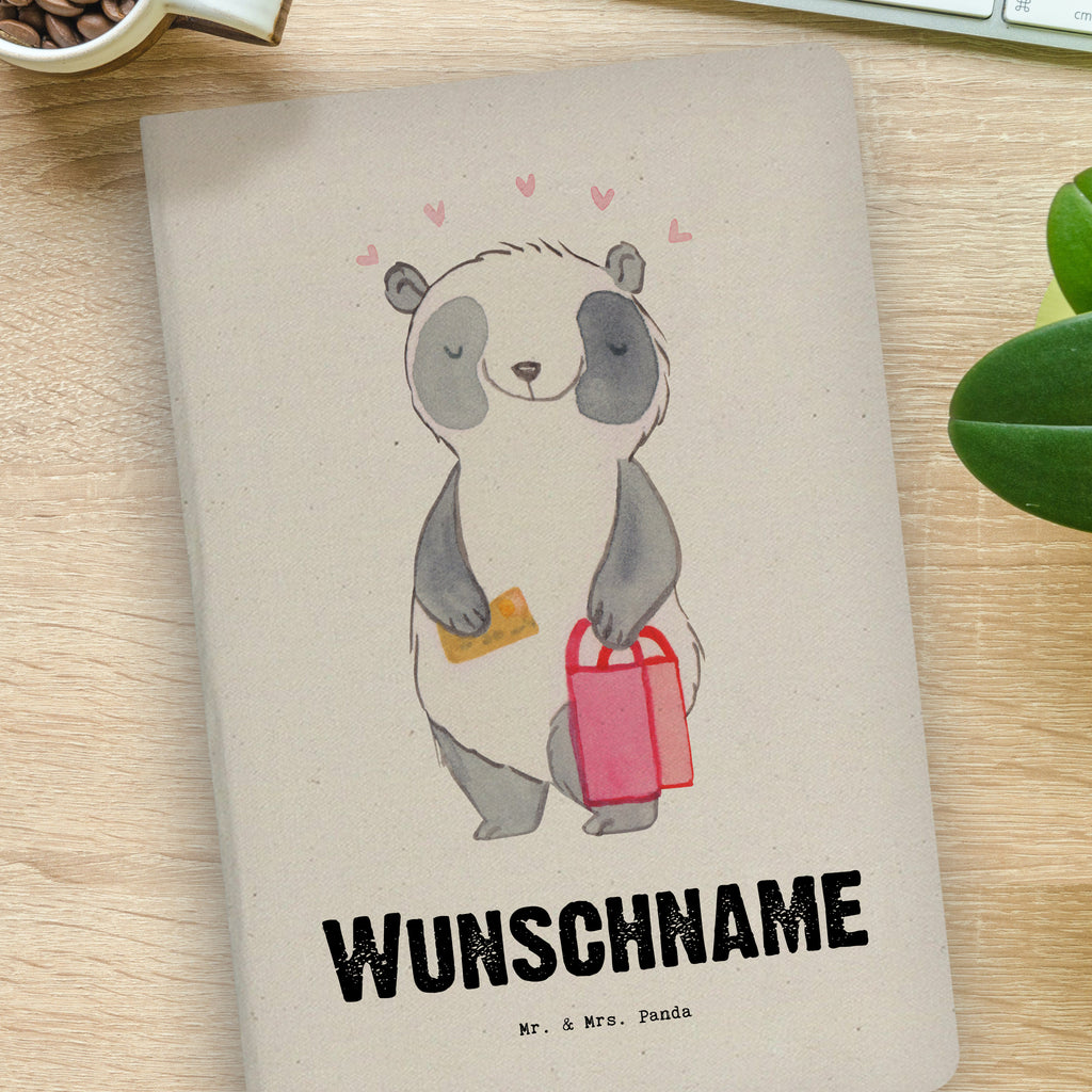 DIN A4 Personalisiertes Notizbuch Panda Shopping Tage Personalisiertes Notizbuch, Notizbuch mit Namen, Notizbuch bedrucken, Personalisierung, Namensbuch, Namen, Geschenk, Sport, Sportart, Hobby, Schenken, Danke, Dankeschön, Auszeichnung, Gewinn, Sportler, Shopping, shoppen, einkaufen