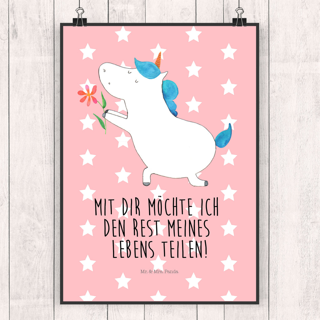 Poster Einhorn Blume Poster, Wandposter, Bild, Wanddeko, Küchenposter, Kinderposter, Wanddeko Bild, Raumdekoration, Wanddekoration, Handgemaltes Poster, Mr. & Mrs. Panda Poster, Designposter, Kunstdruck, Posterdruck, Einhorn, Einhörner, Einhorn Deko, Pegasus, Unicorn, Liebe, Liebesbeweis, Antrag, Heiratsantrag, Verlobung, Ehepaar, Pärchen, Partner, Freund, Freundin, Ehe, heiraten