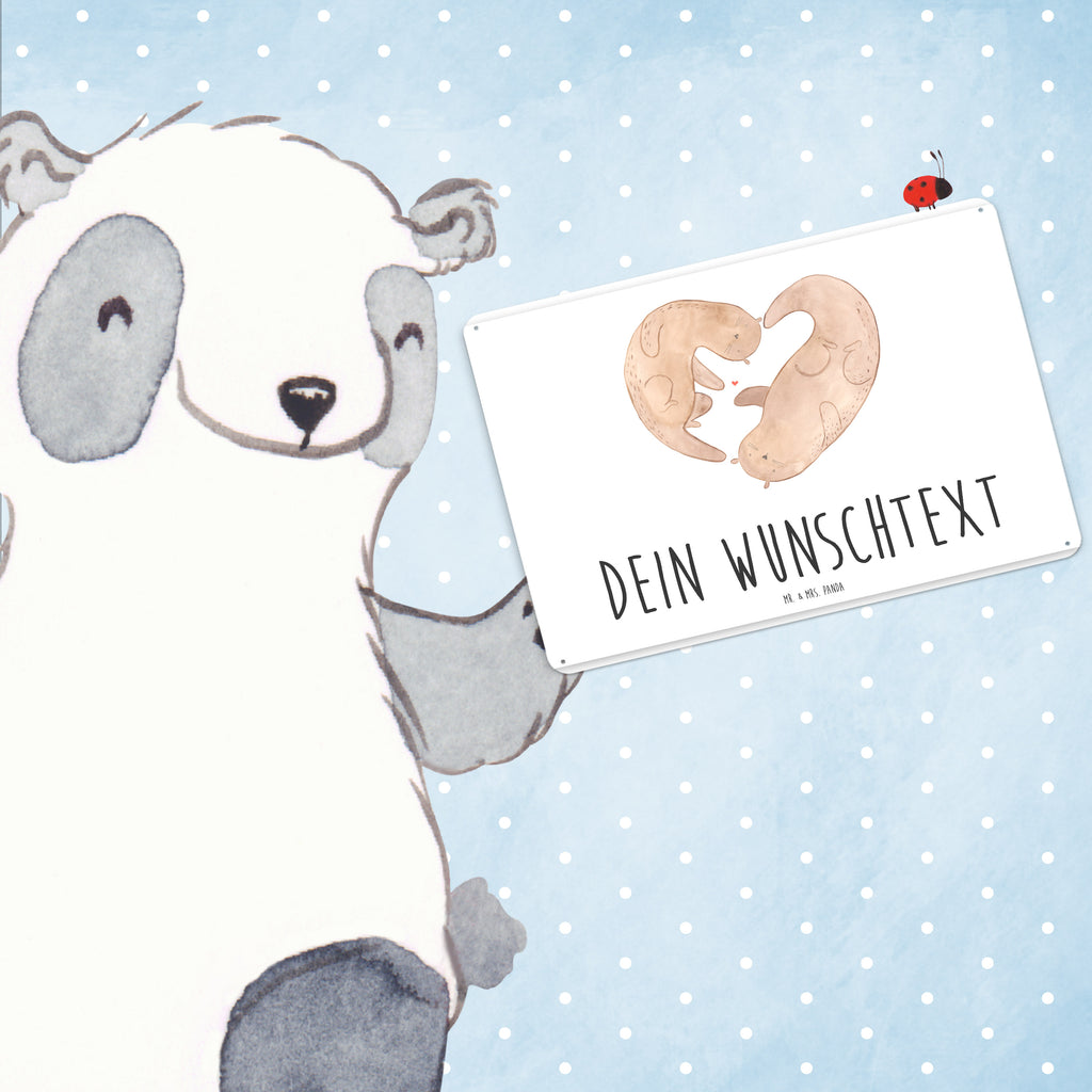 Personalisiertes Blechschild Otter Herz Blechschild, Metallschild, Geschenk Schild, Schild, Magnet-Metall-Schild, Deko Schild, Wandschild, Wand-Dekoration, Türschild, Otter, Fischotter, Seeotter, Liebe, Herz, Liebesbeweis, Liebesgeschenk, Bessere Hälfte, Love you, Jahrestag, Hochzeitstag, Verlobung, gemeinsames Leben