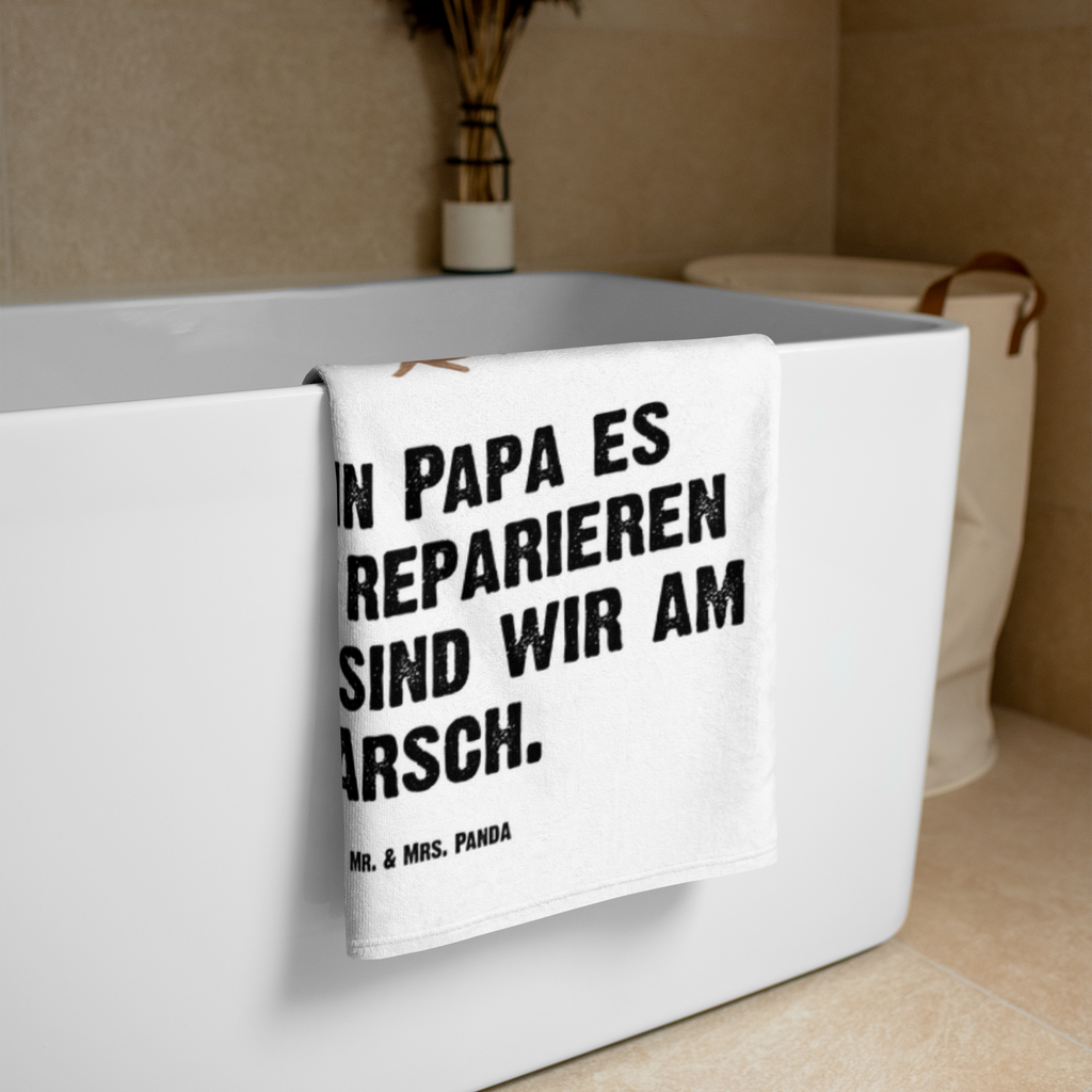 XL Badehandtuch Wenn Papa es nicht reparieren kann, sind wir am Arsch Handtuch, Badetuch, Duschtuch, Strandtuch, Saunatuch, Familie, Vatertag, Muttertag, Bruder, Schwester, Mama, Papa, Oma, Opa, Vater, Geschenk Papa, Bester Papa der Welt