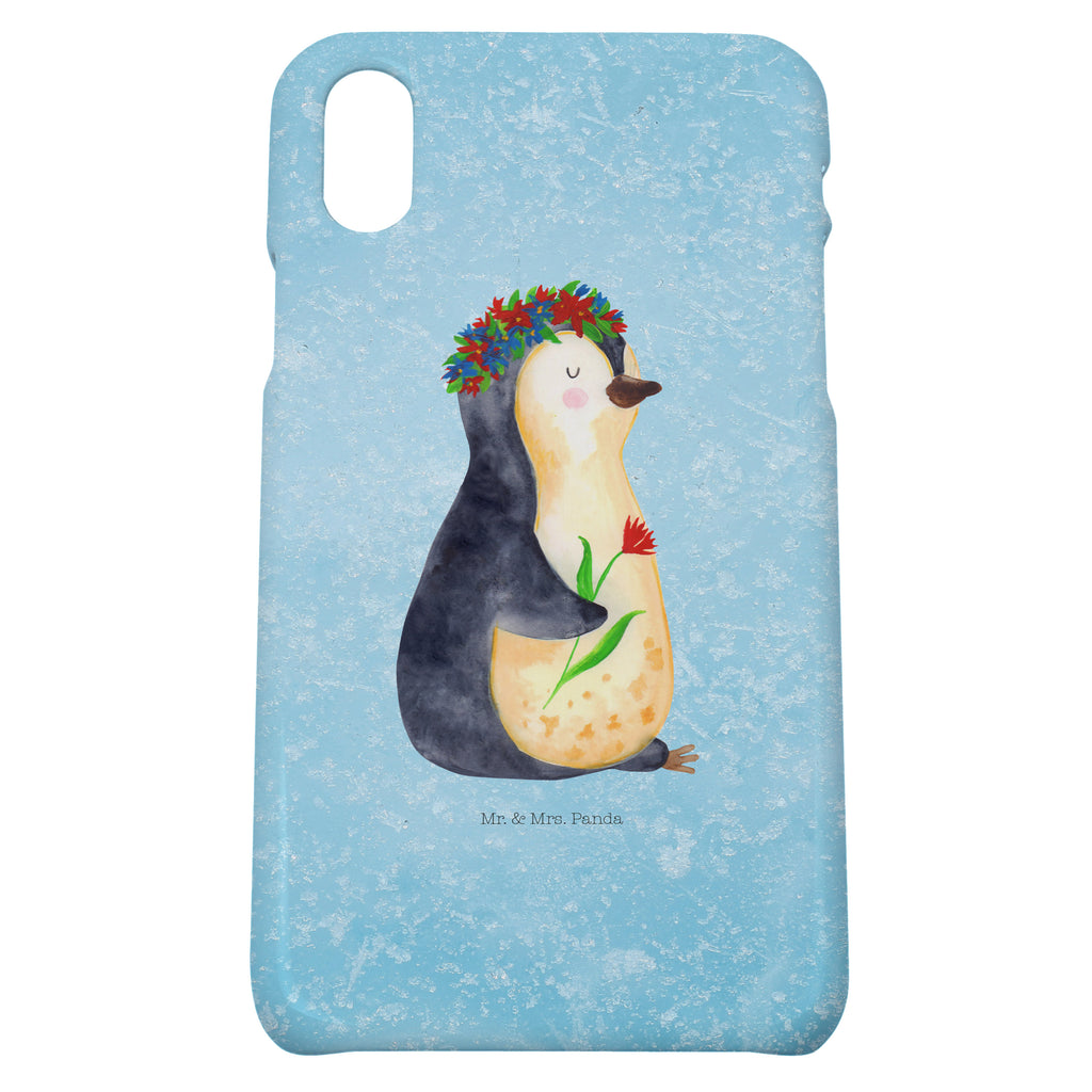 Handyhülle Pinguin Blumen Handyhülle, Handycover, Cover, Handy, Hülle, Iphone 10, Iphone X, Pinguin, Pinguine, Blumenkranz, Universum, Leben, Wünsche, Ziele, Lebensziele, Motivation, Lebenslust, Liebeskummer, Geschenkidee