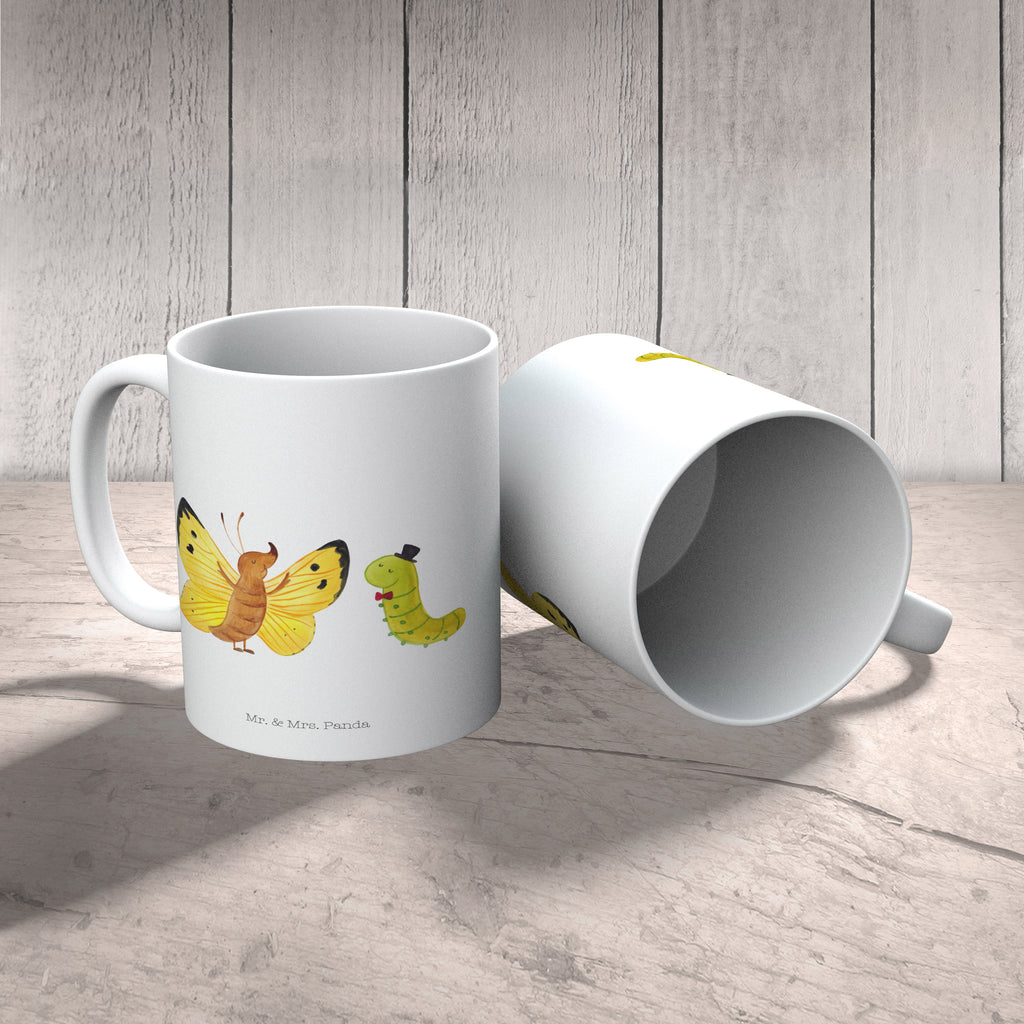 Tasse Raupe & Schmetterling Tasse, Kaffeetasse, Teetasse, Becher, Kaffeebecher, Teebecher, Keramiktasse, Porzellantasse, Büro Tasse, Geschenk Tasse, Tasse Sprüche, Tasse Motive, Kaffeetassen, Tasse bedrucken, Designer Tasse, Cappuccino Tassen, Schöne Teetassen, Tiermotive, Gute Laune, lustige Sprüche, Tiere, Raupe, Schmetterling, Zitronenfalter, Entwicklung, Erwachsen werden, Kokon, Hut, Hütchen, Schönheit, Aufwachsen