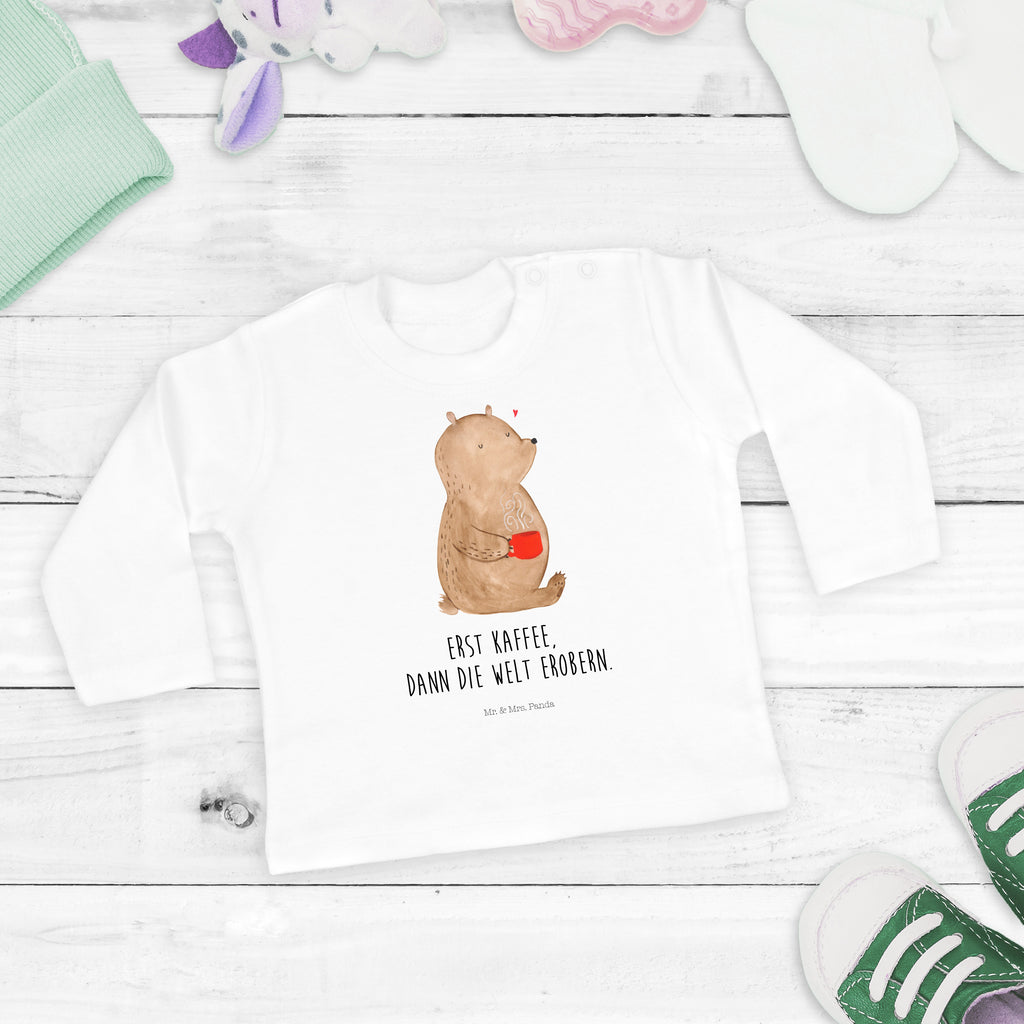 Baby Longsleeve Bär Kaffee Mädchen, Jungen, Baby, Langarm, Bio, Kleidung, Bär, Teddy, Teddybär, Kaffee, Coffee, Bären, guten Morgen, Morgenroutine, Welt erobern, Welt retten, Motivation