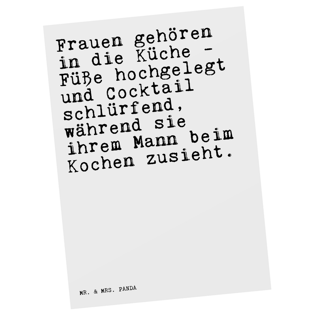 Postkarte Sprüche und Zitate Frauen gehören in die Küche - Füße hochgelegt und Cocktail schlürfend, während sie ihrem Mann beim Kochen zusieht. Postkarte, Karte, Geschenkkarte, Grußkarte, Einladung, Ansichtskarte, Geburtstagskarte, Einladungskarte, Dankeskarte, Ansichtskarten, Einladung Geburtstag, Einladungskarten Geburtstag, Spruch, Sprüche, lustige Sprüche, Weisheiten, Zitate, Spruch Geschenke, Spruch Sprüche Weisheiten Zitate Lustig Weisheit Worte