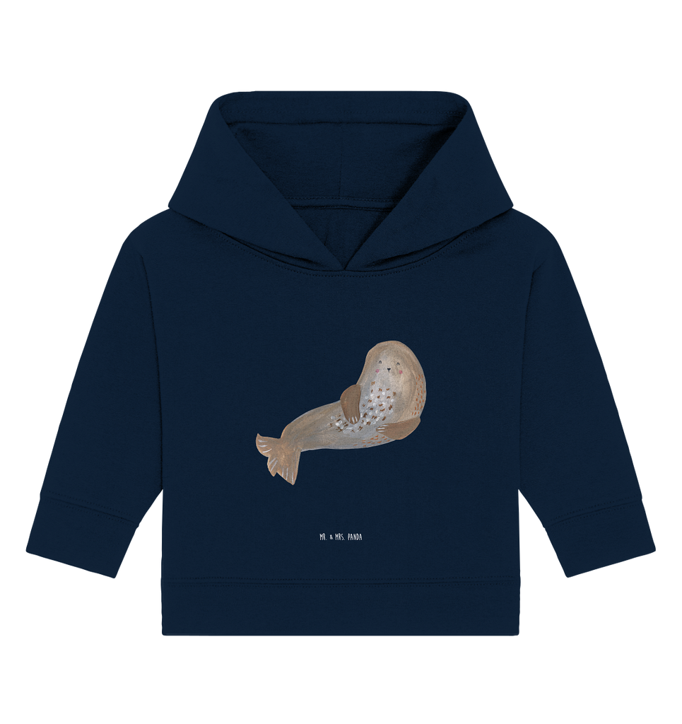 Organic Baby Hoodie Robbe Lachen Baby Kapuzenshirt, Baby Kapuzensweatshirt, Baby Hoodie, Baby Pullover, Tiermotive, Gute Laune, lustige Sprüche, Tiere, Robbe, Robben, Seehund, Strand, Meerestier, Ostsee, Nordsee