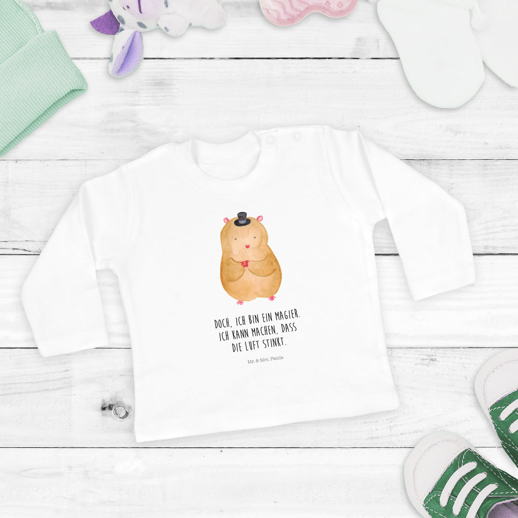 Baby Longsleeve Hamster mit Hut Mädchen, Jungen, Baby, Langarm, Bio, Kleidung, Tiermotive, Gute Laune, lustige Sprüche, Tiere, Hamster, Hut, Magier, Zylinder, Zwerghamster, Zauberer