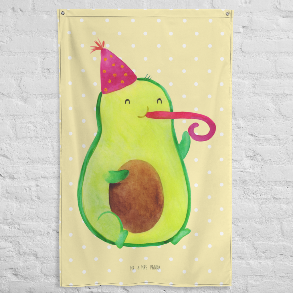 Wandteppich Avocado Partyhupe Wandbehang, Dekoration, Boho, Wandteppich, Wandtuch, Wanddeko, Tapisserie, Tapestry, Wandbild, Textil-Kunst, Schmuck-Wandbehang, Wand Deko, Kinderzimmer, Kinderzimmer Wand, Kinderzimmer Deko, Kinderzimmer Wanddeko, Avocado, Veggie, Vegan, Gesund, Party, Feierlichkeit, Feier, Fete, Geburtstag, Gute Laune, Tröte