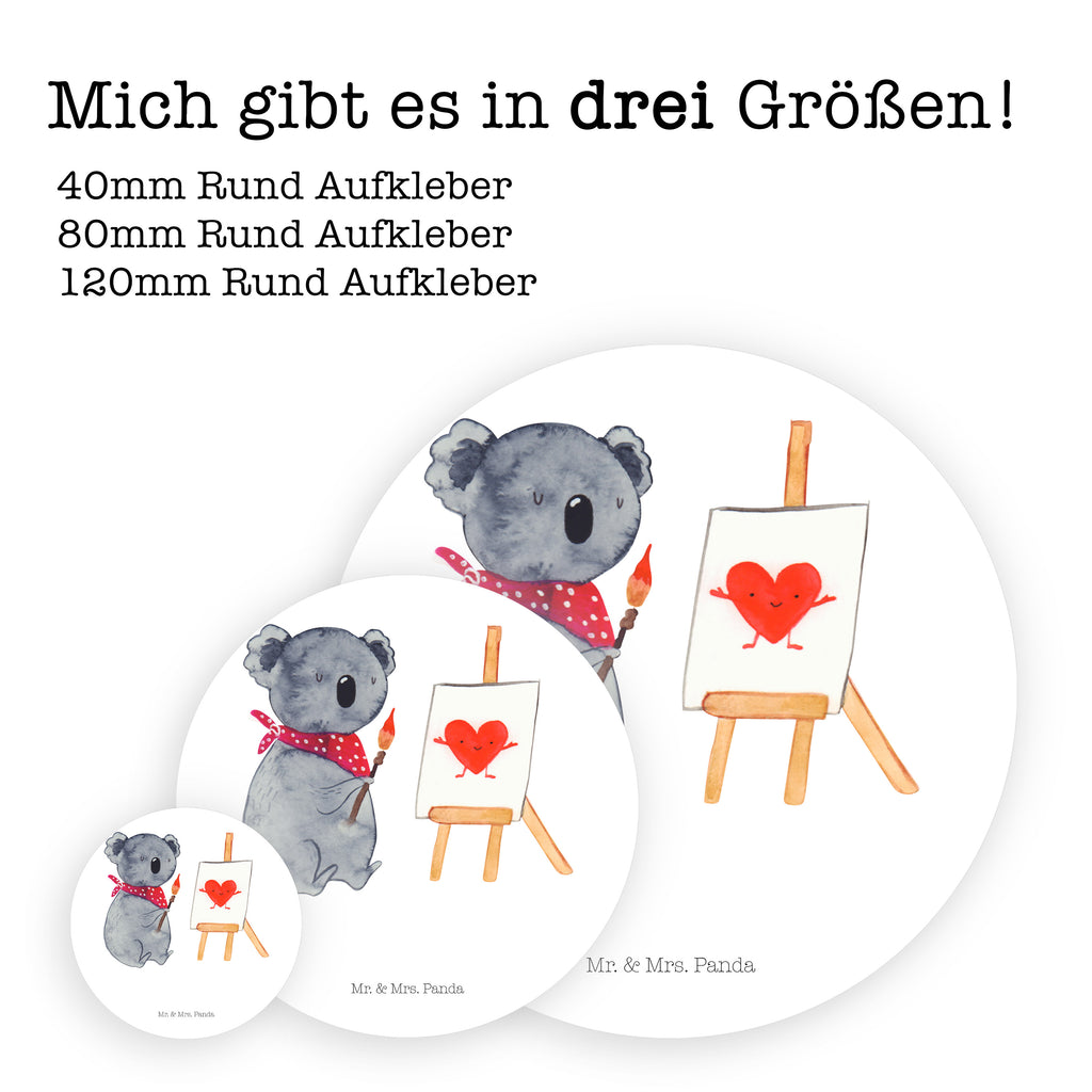 Rund Aufkleber Koala Künstler Sticker, Aufkleber, Etikett, Koala, Koalabär, Liebe, Liebensbeweis, Liebesgeschenk, Gefühle, Künstler, zeichnen