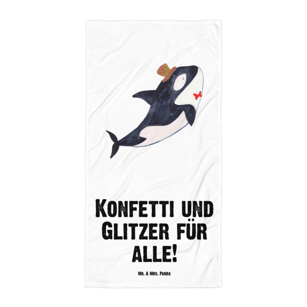 XL Badehandtuch Orca Zylinder Handtuch, Badetuch, Duschtuch, Strandtuch, Saunatuch, Meerestiere, Meer, Urlaub, Narwal, Glitter, Konfetti, Glitzer, Geburtstag, Feier, Fete, Fest, Glückwunsch, Orca