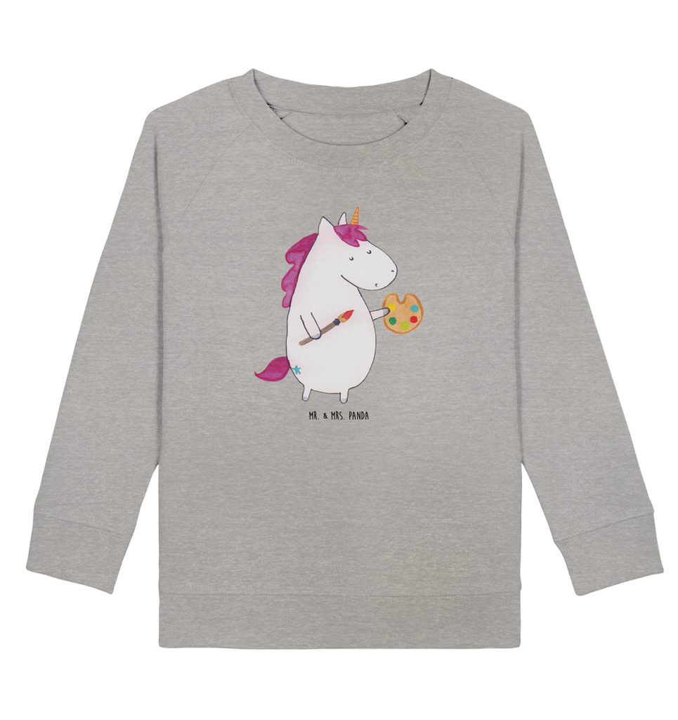 Organic Kinder Pullover Einhorn Künstler Kinder Pullover, Kinder Sweatshirt, Jungen, Mädchen, Einhorn, Einhörner, Einhorn Deko, Pegasus, Unicorn, Englisch, Künstler, Artist, Malen, Zeichnen, Welt, Farbe, Stift, Pinsel, Geschenk, Maler