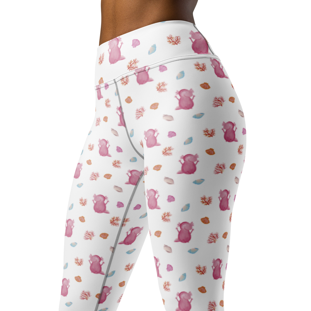 Yogahose Axolotl Hurra Muster Yogapants, Yogaleggings, Yogaleggins, Yogahose Damen, Yogahose, Frauen, Yogahose Mädchen, Yogahose Kinder, Yogahose Herren, Yogahose Männer, Axolotl, Molch, Axolot, Schwanzlurch, Lurch, Lurche, fröhlich, Spaß, Freude, Motivation, Zufriedenheit