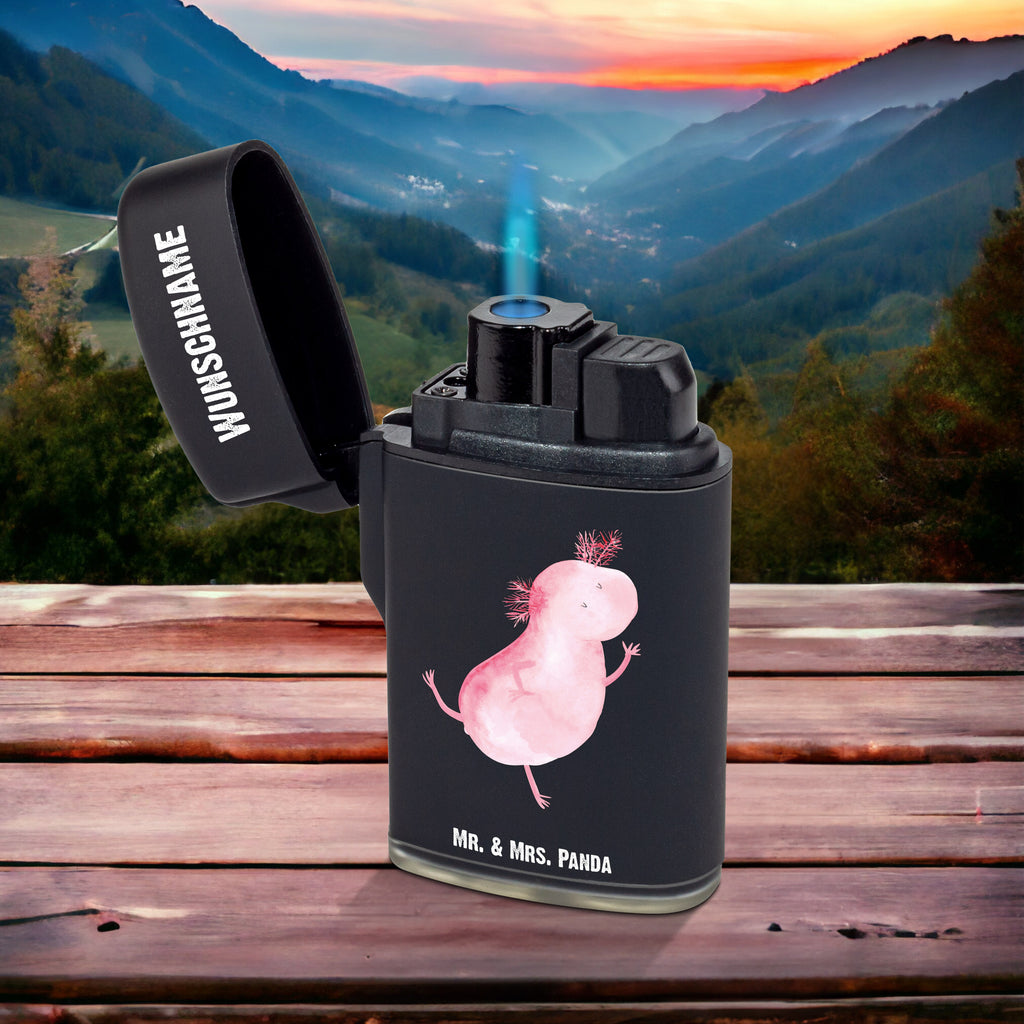 Personalisiertes Feuerzeug Axolotl tanzt Personalisiertes Feuerzeug, Personalisiertes Gas-Feuerzeug, Personalisiertes Sturmfeuerzeug, Axolotl, Molch, Axolot, Schwanzlurch, Lurch, Lurche, Dachschaden, Sterne, verrückt, Freundin, beste Freundin