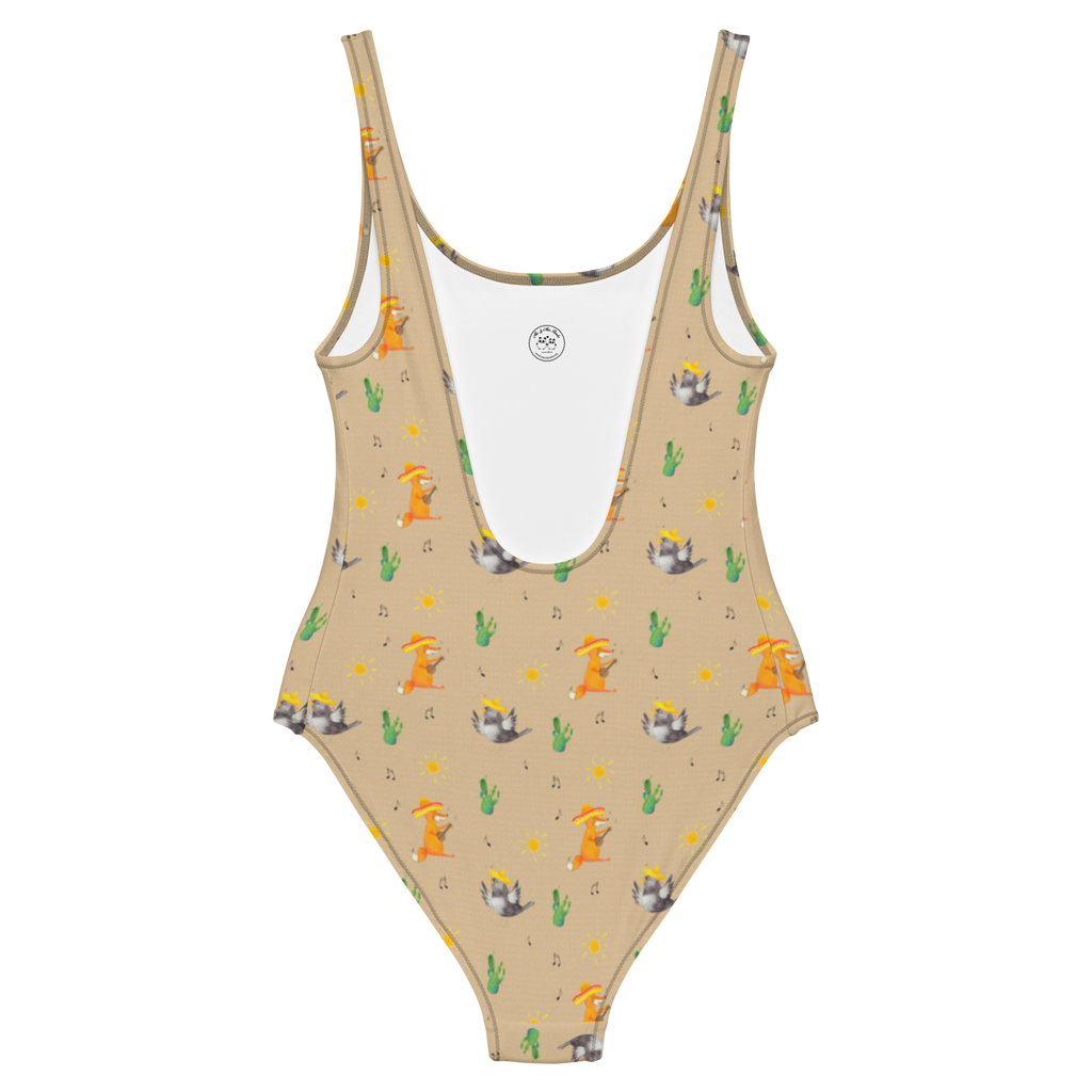 Badeanzug Rabe Sombrero Muster Badebekleidung, Bademode, Badeanzug, Swimsuit, Rückenfreier Badeanzug, Luxus-Bademode, Tiermotive, Gute Laune, lustige Sprüche, Tiere, Rabe, Vogel, Vögel, Spruch positiv, fröhlich sein, glücklich sein, Glück Spruch, froh, Elster, Motivation