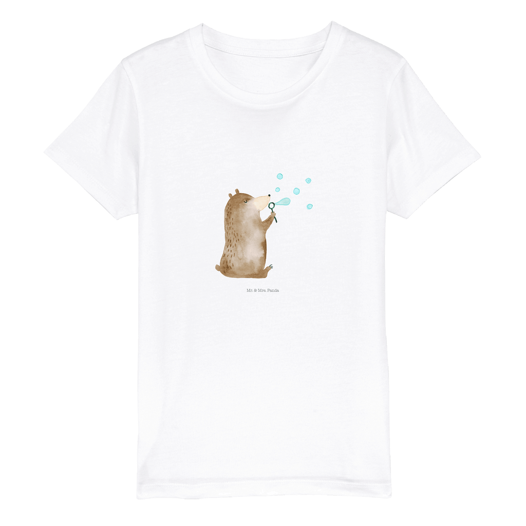 Organic Kinder T-Shirt Bär Seifenblasen Kinder T-Shirt, Kinder T-Shirt Mädchen, Kinder T-Shirt Jungen, Bär, Teddy, Teddybär, Seifenblasen Bär Lustig Sein Glücklich Traurig Happy