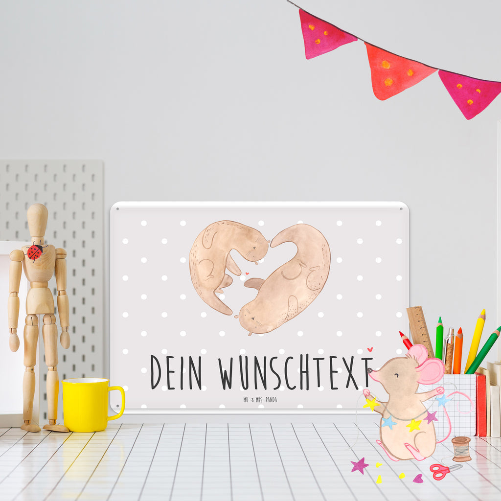 Personalisiertes Blechschild Otter Herz Blechschild, Metallschild, Geschenk Schild, Schild, Magnet-Metall-Schild, Deko Schild, Wandschild, Wand-Dekoration, Türschild, Otter, Fischotter, Seeotter, Liebe, Herz, Liebesbeweis, Liebesgeschenk, Bessere Hälfte, Love you, Jahrestag, Hochzeitstag, Verlobung, gemeinsames Leben