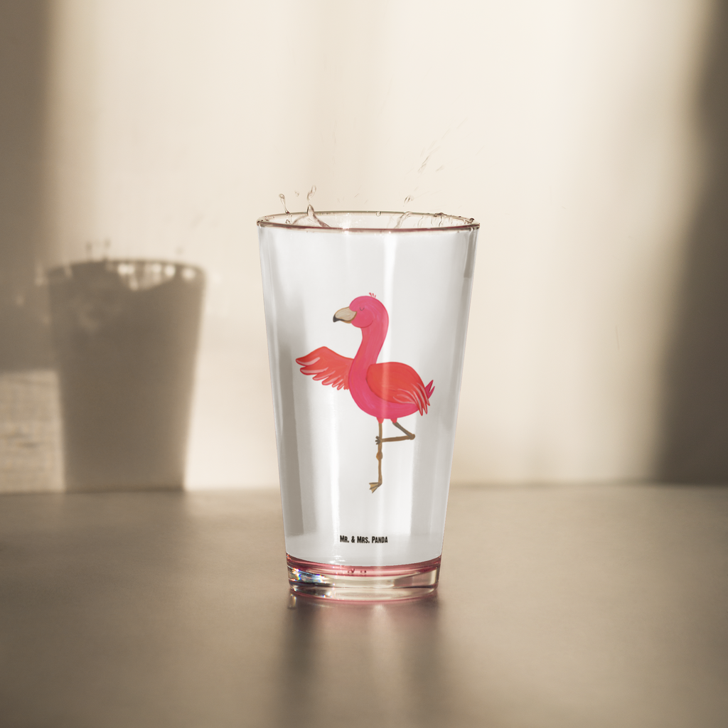 Premium Trinkglas Flamingo Yoga Trinkglas, Glas, Pint Glas, Bierglas, Cocktail Glas, Wasserglas, Flamingo, Vogel, Yoga, Namaste, Achtsamkeit, Yoga-Übung, Entspannung, Ärger, Aufregen, Tiefenentspannung