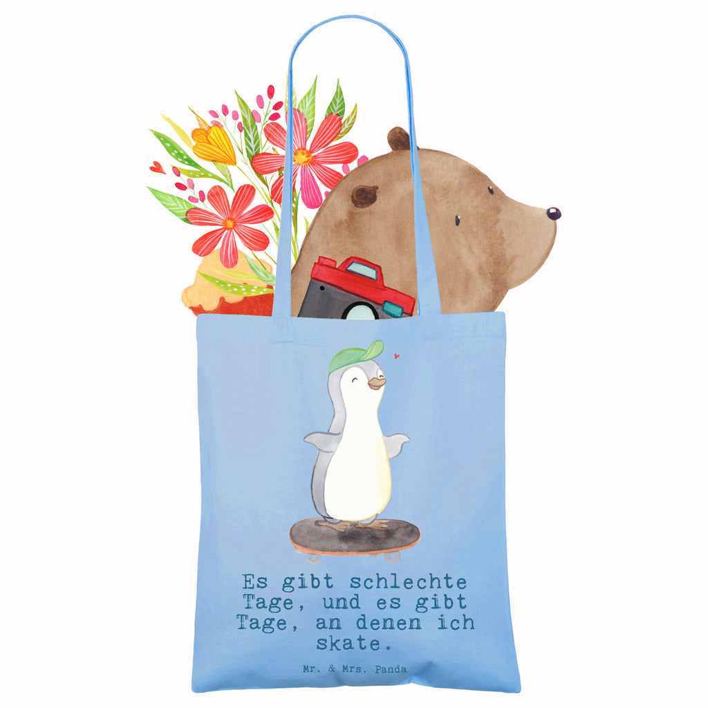 Tragetasche Pinguin Skateboarden Tage Beuteltasche, Beutel, Einkaufstasche, Jutebeutel, Stoffbeutel, Tasche, Shopper, Umhängetasche, Strandtasche, Schultertasche, Stofftasche, Tragetasche, Badetasche, Jutetasche, Einkaufstüte, Laptoptasche, Geschenk, Sport, Sportart, Hobby, Schenken, Danke, Dankeschön, Auszeichnung, Gewinn, Sportler, Skateboarden, Skateboard fahren, Skaten, Skateboard, Skateplatz