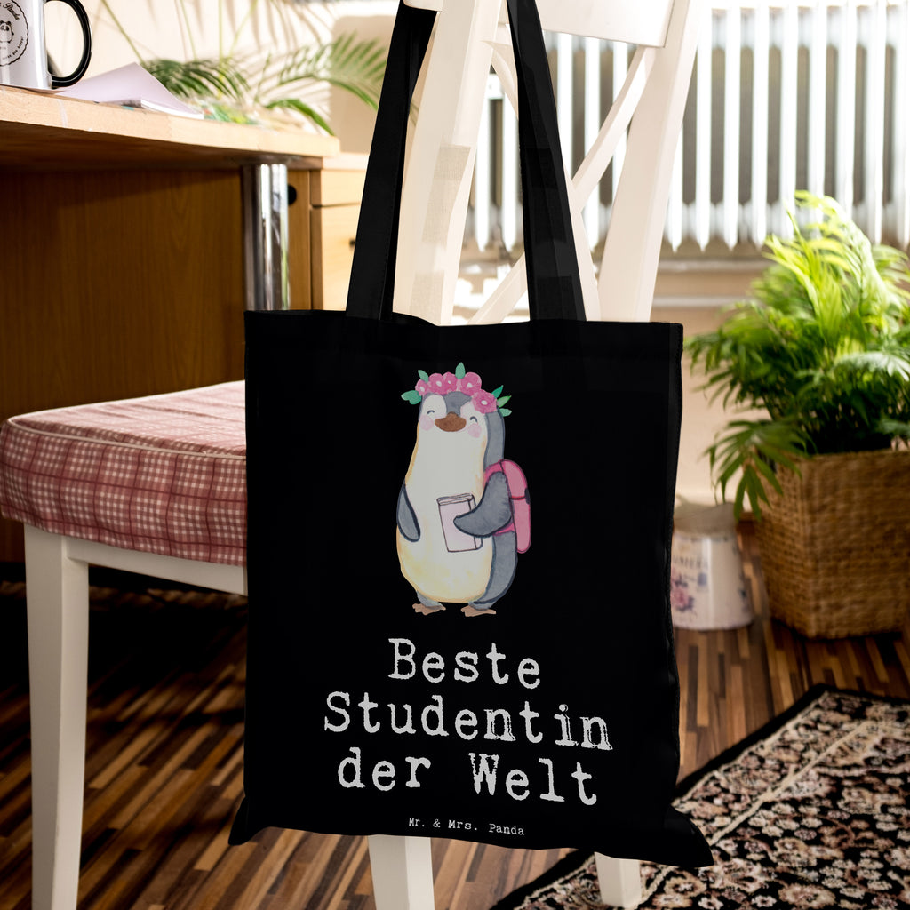 Tragetasche Pinguin Beste Studentin der Welt Beuteltasche, Beutel, Einkaufstasche, Jutebeutel, Stoffbeutel, Tasche, Shopper, Umhängetasche, Strandtasche, Schultertasche, Stofftasche, Tragetasche, Badetasche, Jutetasche, Einkaufstüte, Laptoptasche, für, Dankeschön, Geschenk, Schenken, Geburtstag, Geburtstagsgeschenk, Geschenkidee, Danke, Bedanken, Mitbringsel, Freude machen, Geschenktipp, Studentin, Studium, Tochter, Spaß, Musterschülerin, lustig, Studienabschluss, witzig, Universität, Abschluss, Alumni, Uni, Studenten, Hochschule