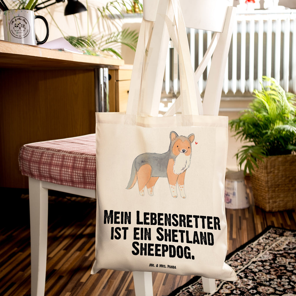 Tragetasche Shetland Sheepdog Lebensretter Beuteltasche, Beutel, Einkaufstasche, Jutebeutel, Stoffbeutel, Hund, Hunderasse, Rassehund, Hundebesitzer, Geschenk, Tierfreund, Schenken, Welpe, Shetland Sheepdog, Sheltie