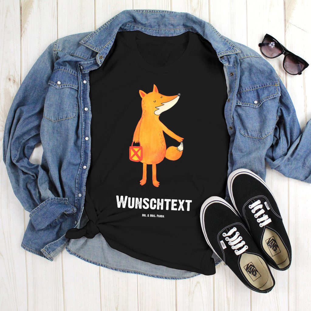 Personalisiertes T-Shirt Fuchs Laterne T-Shirt Personalisiert, T-Shirt mit Namen, T-Shirt mit Aufruck, Männer, Frauen, Wunschtext, Bedrucken, Fuchs, Füchse, Spruch trösten, Liebeskummer Spruch, Laterne, Sankt Martin, Laternenumzug, Aufmuntern, Cäsar Otto Hugo Flaischlen