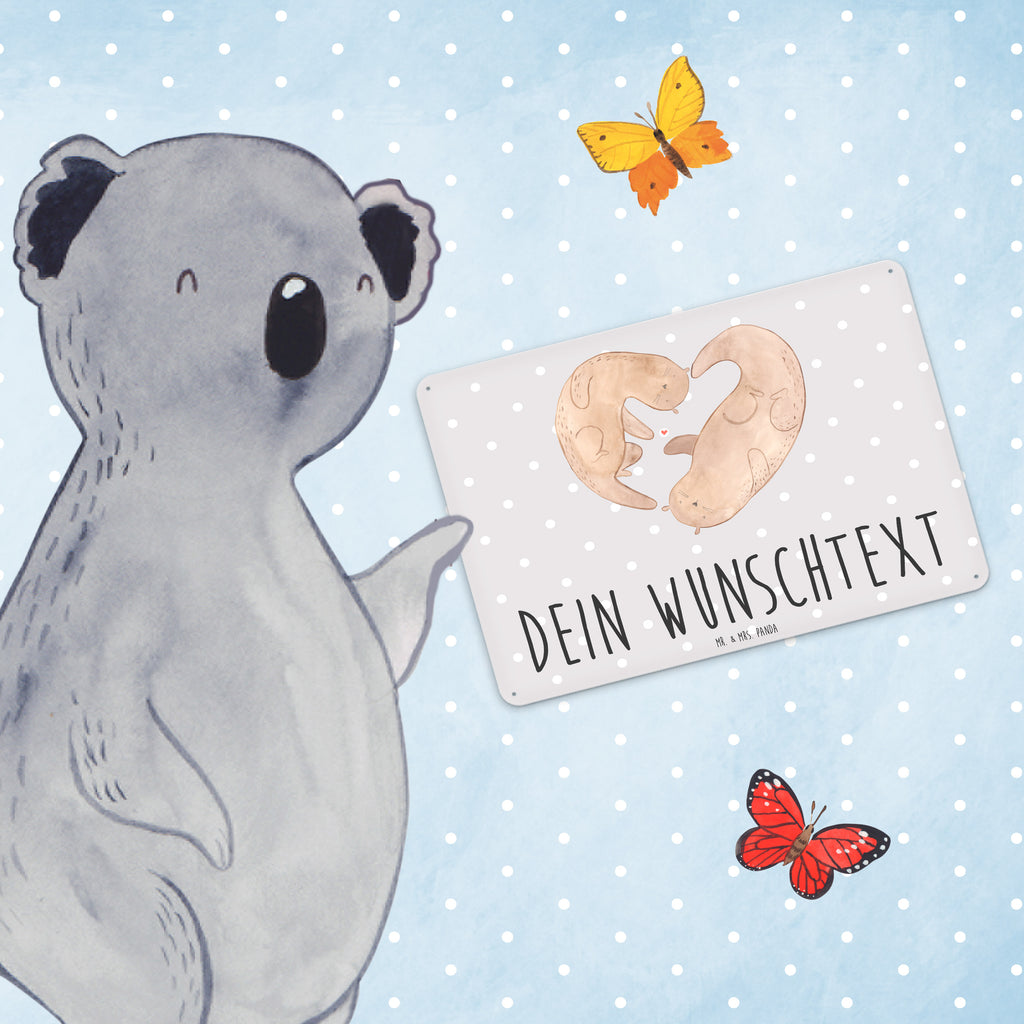 Personalisiertes Blechschild Otter Herz Blechschild, Metallschild, Geschenk Schild, Schild, Magnet-Metall-Schild, Deko Schild, Wandschild, Wand-Dekoration, Türschild, Otter, Fischotter, Seeotter, Liebe, Herz, Liebesbeweis, Liebesgeschenk, Bessere Hälfte, Love you, Jahrestag, Hochzeitstag, Verlobung, gemeinsames Leben