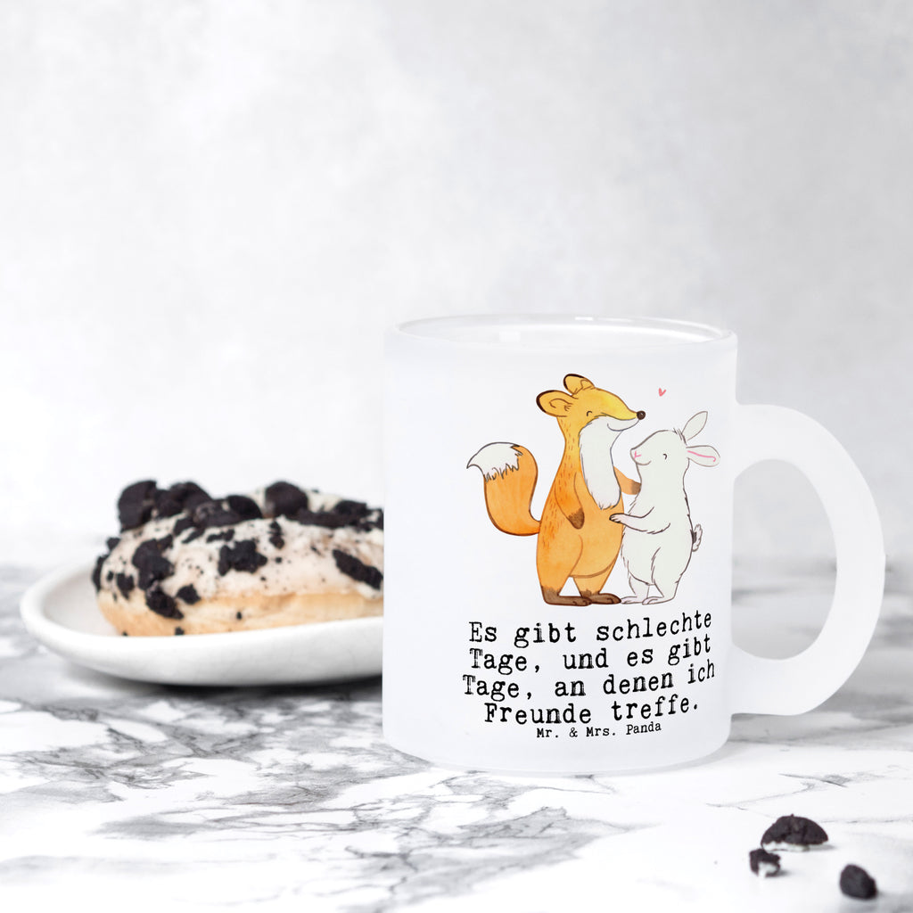 Teetasse Fuchs Hase Freunde treffen Tage Teetasse, Teeglas, Teebecher, Tasse mit Henkel, Tasse, Glas Teetasse, Teetasse aus Glas, Geschenk, Sport, Sportart, Hobby, Schenken, Danke, Dankeschön, Auszeichnung, Gewinn, Sportler, Freunde treffen