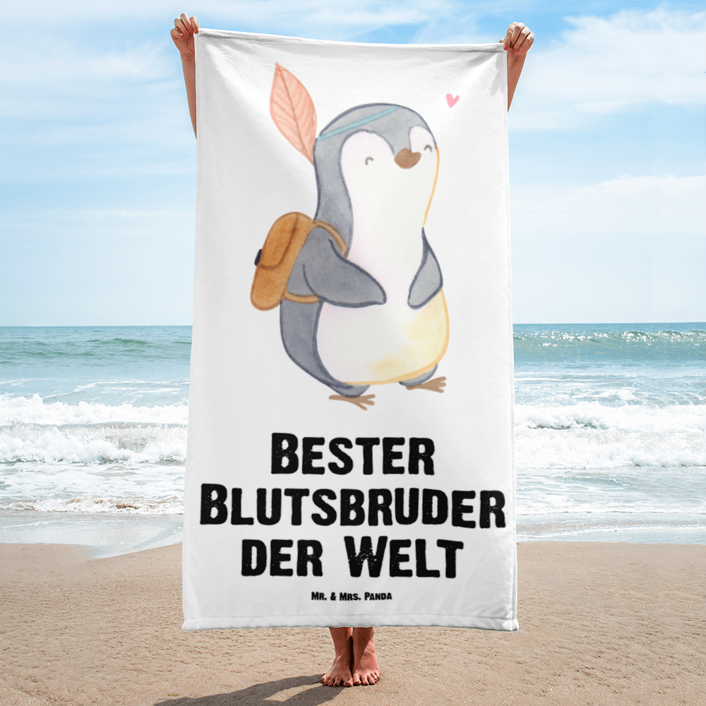 XL Badehandtuch Pinguin Bester Blutsbruder der Welt Handtuch, Badetuch, Duschtuch, Strandtuch, Saunatuch, für, Dankeschön, Geschenk, Schenken, Geburtstag, Geburtstagsgeschenk, Geschenkidee, Danke, Bedanken, Mitbringsel, Freude machen, Geschenktipp, Blutsbruder, Blutsgeschwister, Freund, Brüder, Geschwister, Bruderherz, Brother, Familie, Kleinigkeit, Bester, Sido