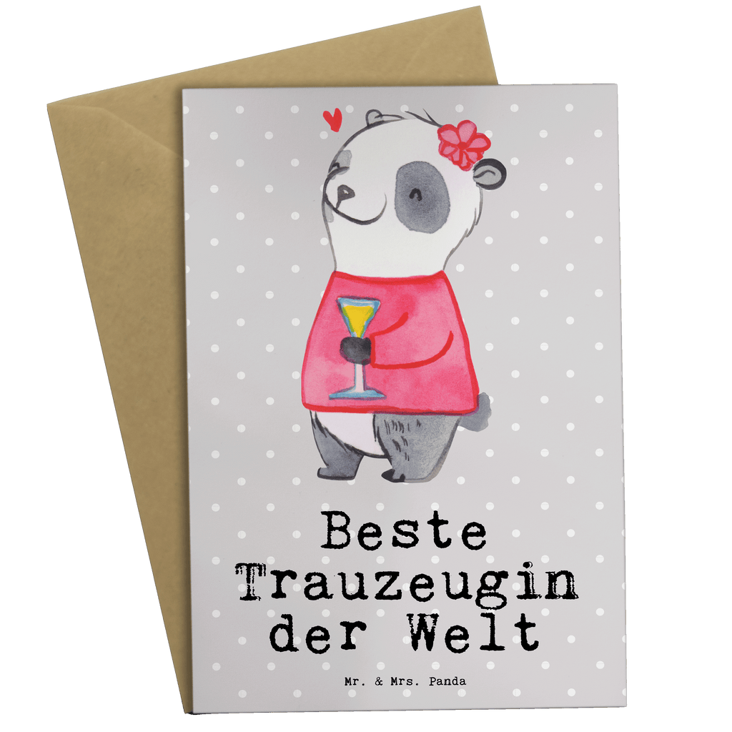 Grußkarte Panda Beste Trauzeugin der Welt Grußkarte, Klappkarte, Einladungskarte, Glückwunschkarte, Hochzeitskarte, Geburtstagskarte, Karte, Ansichtskarten, für, Dankeschön, Geschenk, Schenken, Geburtstag, Geburtstagsgeschenk, Geschenkidee, Danke, Bedanken, Mitbringsel, Freude machen, Geschenktipp, Trauzeugin, Trauhzeugin, Freundin, Hochzeit, Heirat, JGA, Trauung, Kirche, Standesamt, Braut