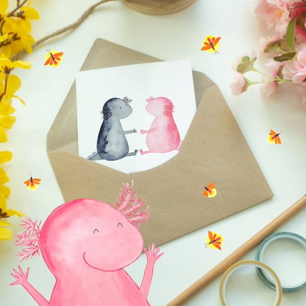 Personalisierte Grußkarte Axolotl Liebe Personalisierte Grußkarte, Personalisiertere Klappkarte, Personalisierte Einladungskarte, Personalisierte Glückwunschkarte, Personalisierte Hochzeitskarte, Personalisierte Geburtstagskarte, Grußkarte mit Namen, Grußkarte selber drucken, Grußkarte selbst gestalten, Grußkarte mit persönlichen Nachrichten, Grußkarte als Geldgeschenk, Grußkarten personalisiert, Personalisierte Karte, Axolotl, Molch, Axolot, Schwanzlurch, Lurch, Lurche, Liebe, große Liebe, Liebesbeweis, Freund, Verlobter, Ehemann, Jahrestag, Valentinstag