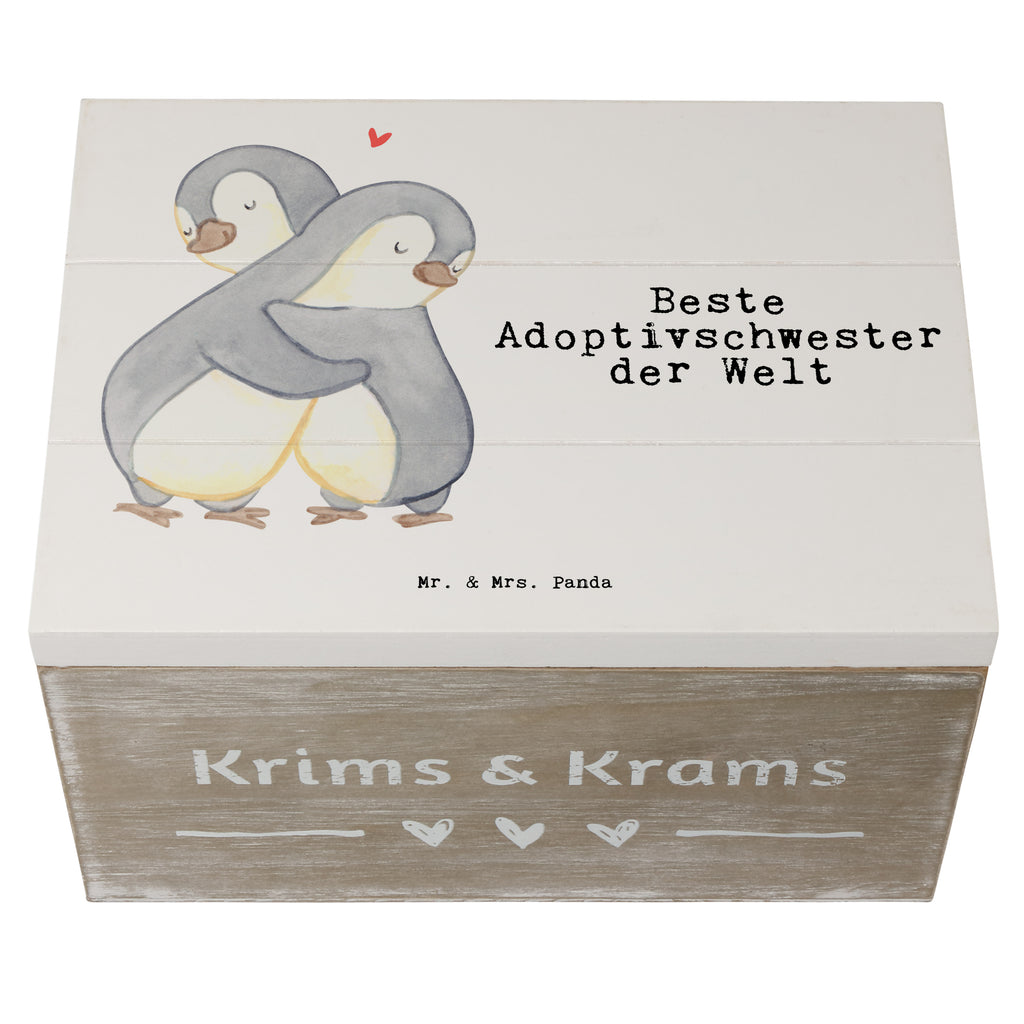 Holzkiste Pinguin Beste Adoptivschwester der Welt Holzkiste, Kiste, Schatzkiste, Truhe, Schatulle, XXL, Erinnerungsbox, Erinnerungskiste, Dekokiste, Aufbewahrungsbox, Geschenkbox, Geschenkdose, für, Dankeschön, Geschenk, Schenken, Geburtstag, Geburtstagsgeschenk, Geschenkidee, Danke, Bedanken, Mitbringsel, Freude machen, Geschenktipp, Adoptivschwester, Adoptiv, adoptiert, Schwester, Geschwister, Schwesterherz, Sister, Familie, Kleinigkeit, Beste, Tochter