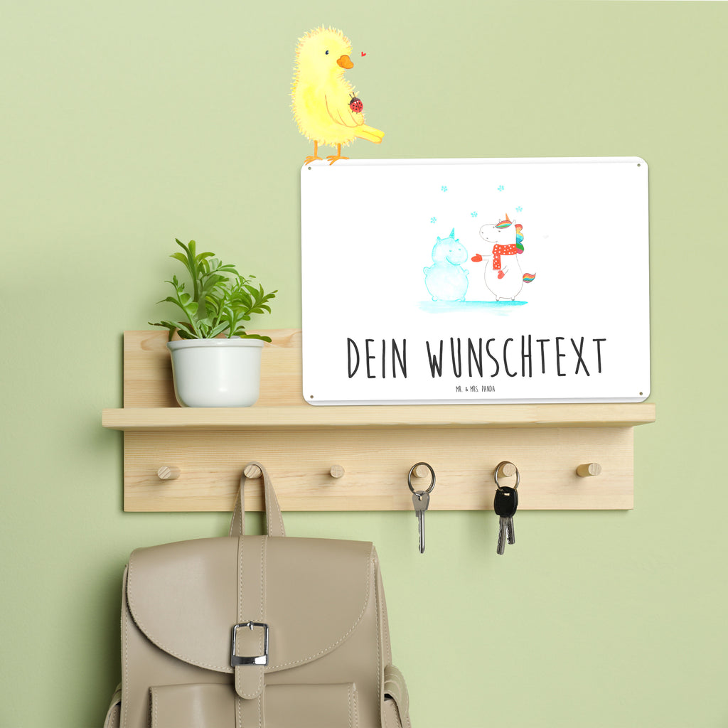 Personalisiertes Blechschild Einhorn Schneemann Blechschild, Metallschild, Geschenk Schild, Schild, Magnet-Metall-Schild, Deko Schild, Wandschild, Wand-Dekoration, Türschild, Einhorn, Einhörner, Einhorn Deko, Pegasus, Unicorn, Schneemann, Winter, Schnee, Kuchen, Weihnachten, kalt, Mütze, Handschuhe, X-Mas