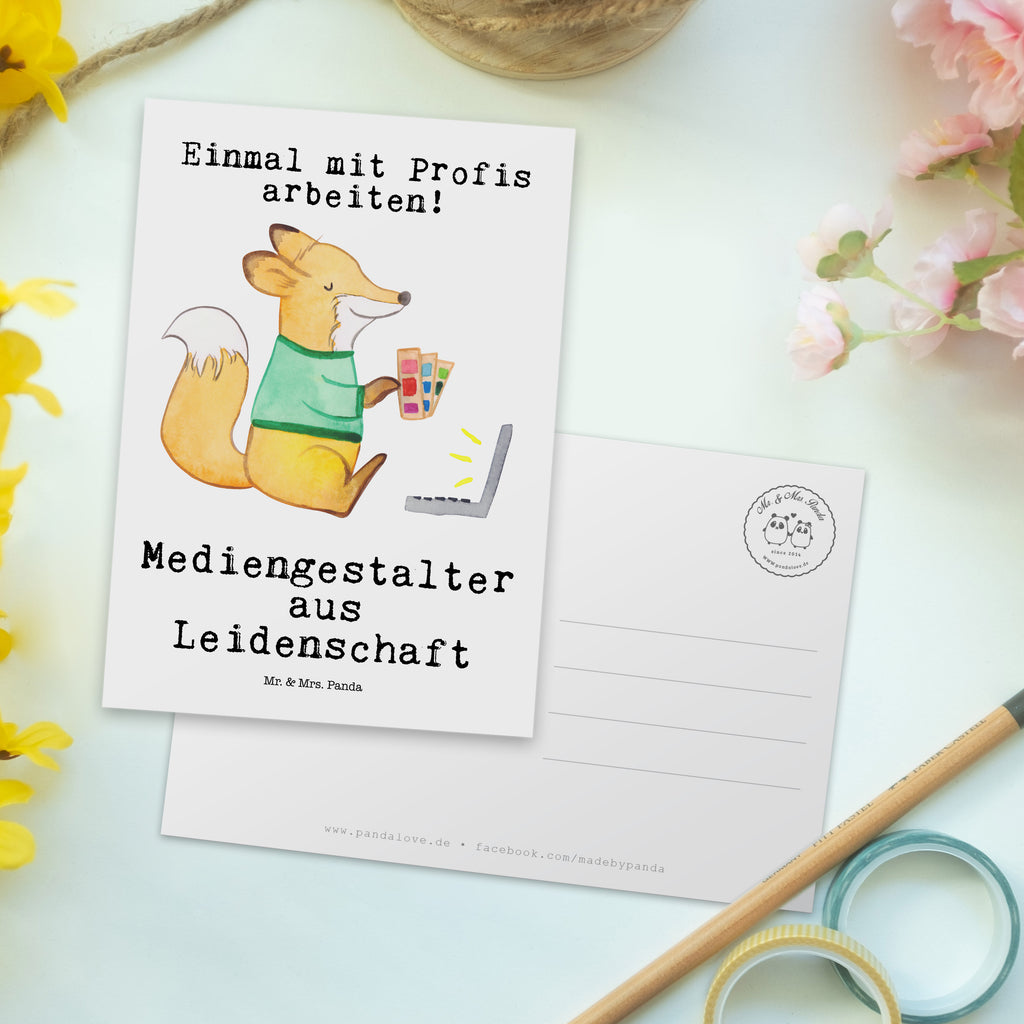 Postkarte Mediengestalter aus Leidenschaft Postkarte, Karte, Geschenkkarte, Grußkarte, Einladung, Ansichtskarte, Geburtstagskarte, Einladungskarte, Dankeskarte, Beruf, Ausbildung, Jubiläum, Abschied, Rente, Kollege, Kollegin, Geschenk, Schenken, Arbeitskollege, Mitarbeiter, Firma, Danke, Dankeschön, Grafiker, Designer, Mediengestalter, Grafikdesigner