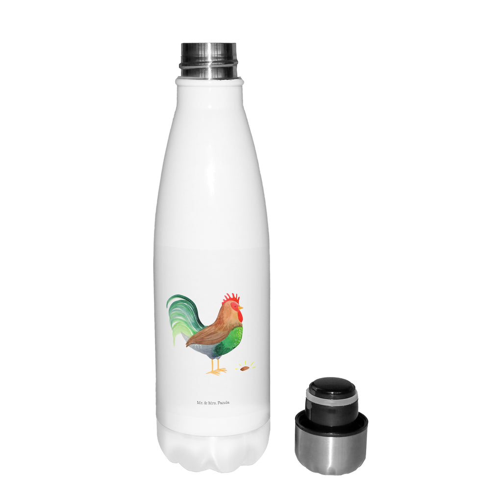 Thermosflasche Hahn mit Korn Isolierflasche, Thermoflasche, Trinkflasche, Thermos, Edelstahl, Bauernhof, Hoftiere, Landwirt, Landwirtin, Hahn, Korn, Henne, Eier, Natur