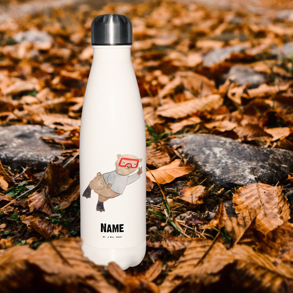 Personalisierte Thermosflasche Bär Tauchen Personalisierte Isolierflasche, Personalisierte Thermoflasche, Personalisierte Trinkflasche, Trinkflasche Mit Namen, Wunschname, Bedrucken, Namensflasche, Geschenk, Sport, Sportart, Hobby, Schenken, Danke, Dankeschön, Auszeichnung, Gewinn, Sportler, Tauchen, schnorcheln, Tauchgang, Tauchschule, Diving, Dive