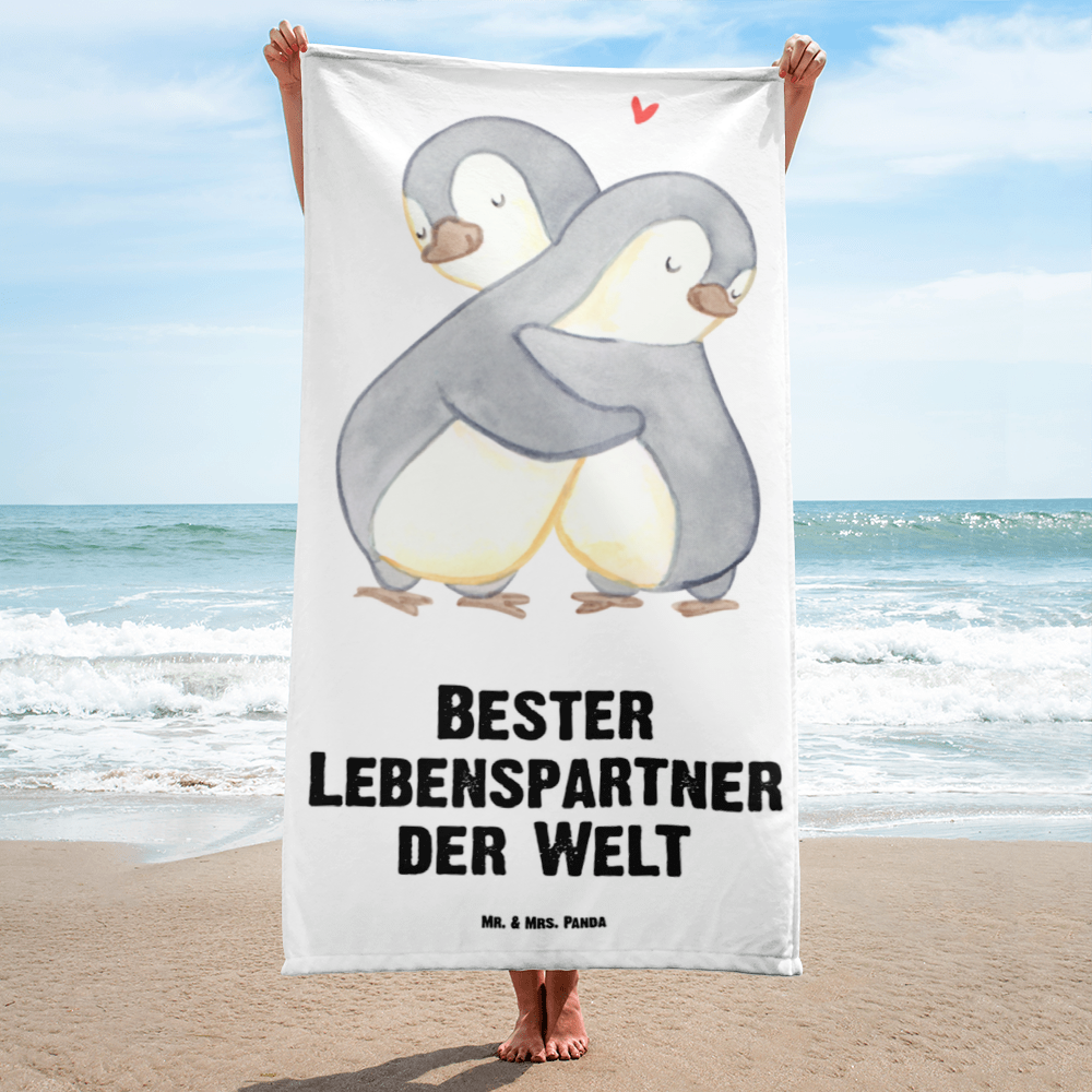 XL Badehandtuch Pinguin Bester Lebenspartner der Welt Handtuch, Badetuch, Duschtuch, Strandtuch, Saunatuch, für, Dankeschön, Geschenk, Schenken, Geburtstag, Geburtstagsgeschenk, Geschenkidee, Danke, Bedanken, Mitbringsel, Freude machen, Geschenktipp, Lebenspartner, Ehepartner, Partner, Ehemann, Ehefrau, Liebe, Freund, Freundin, Hochzeitstag, verliebt