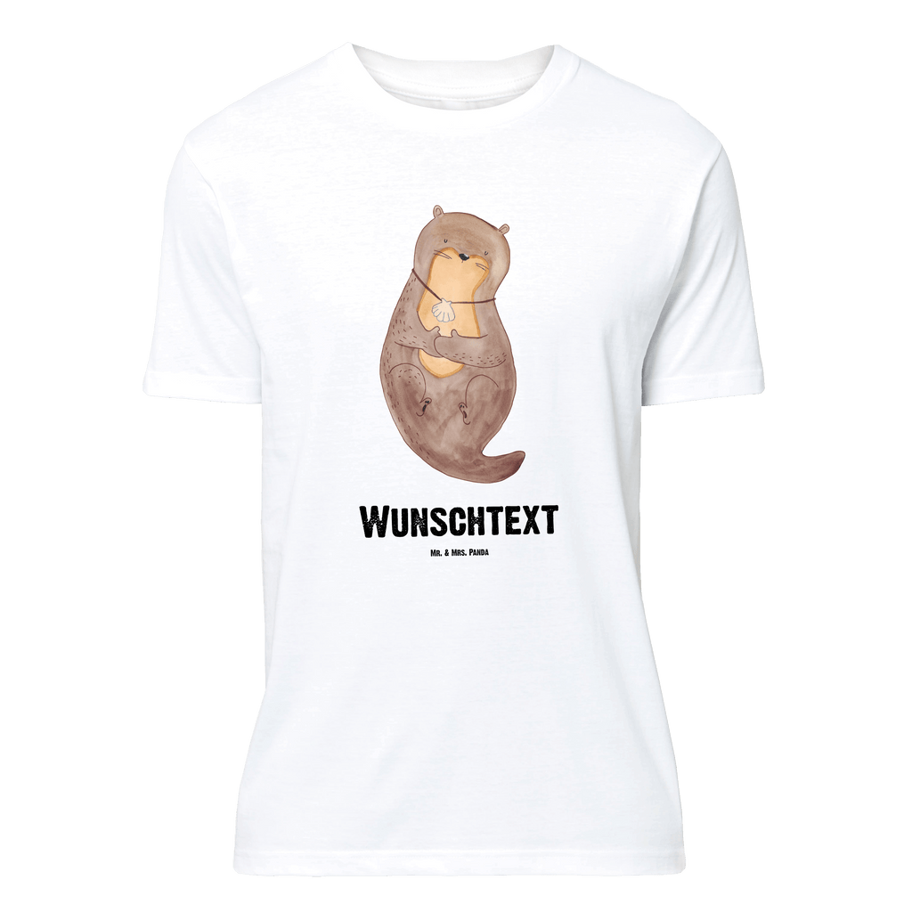 Personalisiertes T-Shirt Otter mit Muschelmedaillon T-Shirt, Shirt, Tshirt, Lustiges T-Shirt, T-Shirt mit Spruch, Party, Junggesellenabschied, Jubiläum, Geburstag, Herrn, Damen, Männer, Frauen, Schlafshirt, Nachthemd, Sprüche, Otter, Fischotter, Seeotter, Otterliebe, grübeln, träumen, Motivation, Tagträumen, Büro