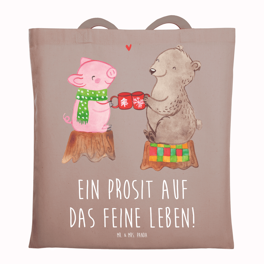 Tragetasche Glühschwein Sause Beuteltasche, Beutel, Einkaufstasche, Jutebeutel, Stoffbeutel, Winter, Weihnachten, Weihnachtsdeko, Nikolaus, Advent, Heiligabend, Wintermotiv, Prost, Alles Gute, Weihnachtszeit, Schwein, Bär