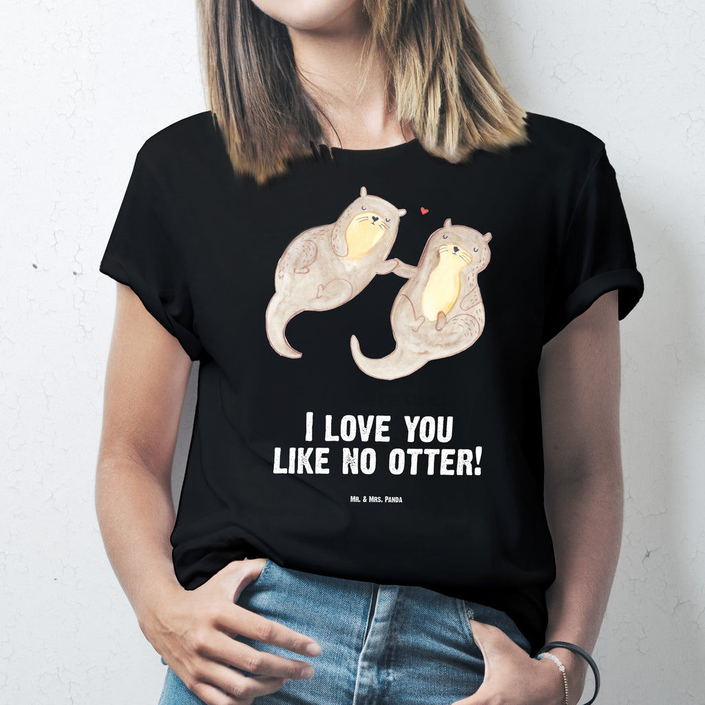 T-Shirt Standard Otter händchenhaltend T-Shirt, Shirt, Tshirt, Lustiges T-Shirt, T-Shirt mit Spruch, Party, Junggesellenabschied, Jubiläum, Geburstag, Herrn, Damen, Männer, Frauen, Schlafshirt, Nachthemd, Sprüche, Otter, Fischotter, Seeotter, Otter Seeotter See Otter